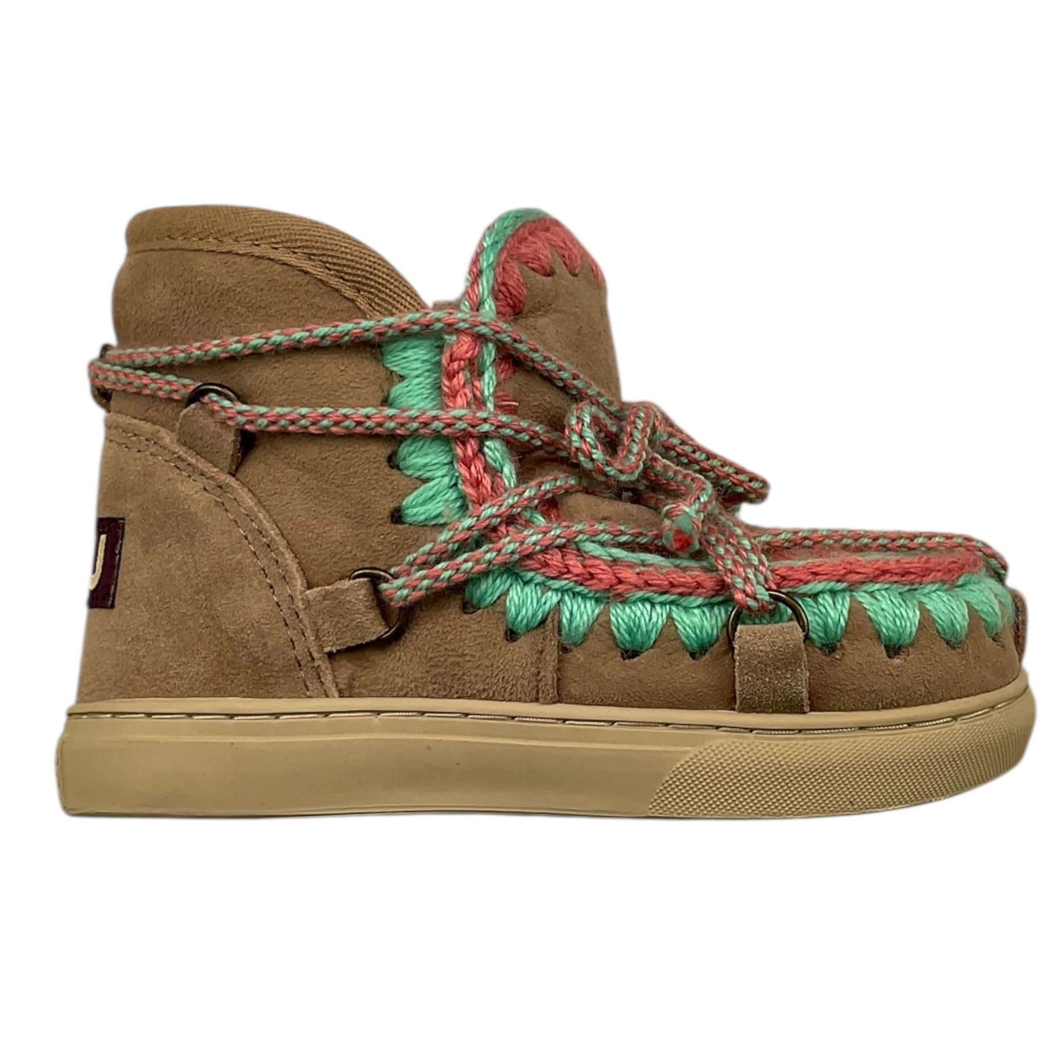 MOU stivali tinta unita con ricami e lacci Beige per Bambina MUFK111020A BEIGE MOU