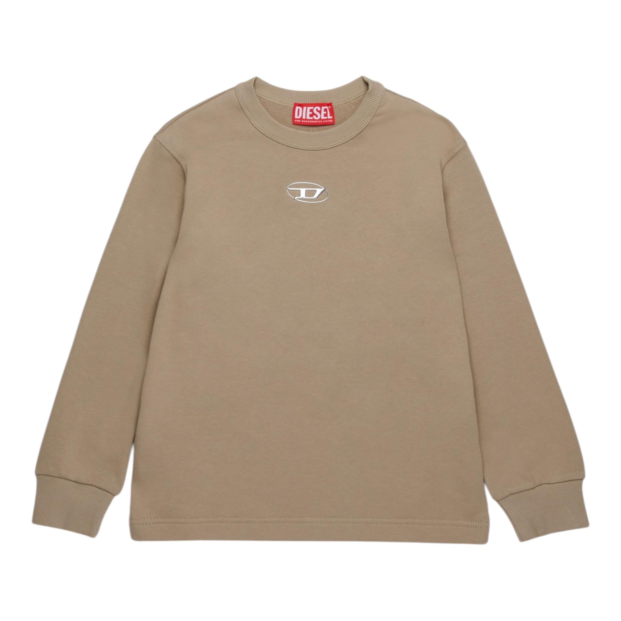DIESEL felpa chiusa girocollo tinta unita con logo Beige per Bambino J02024 BEIGE DIESEL