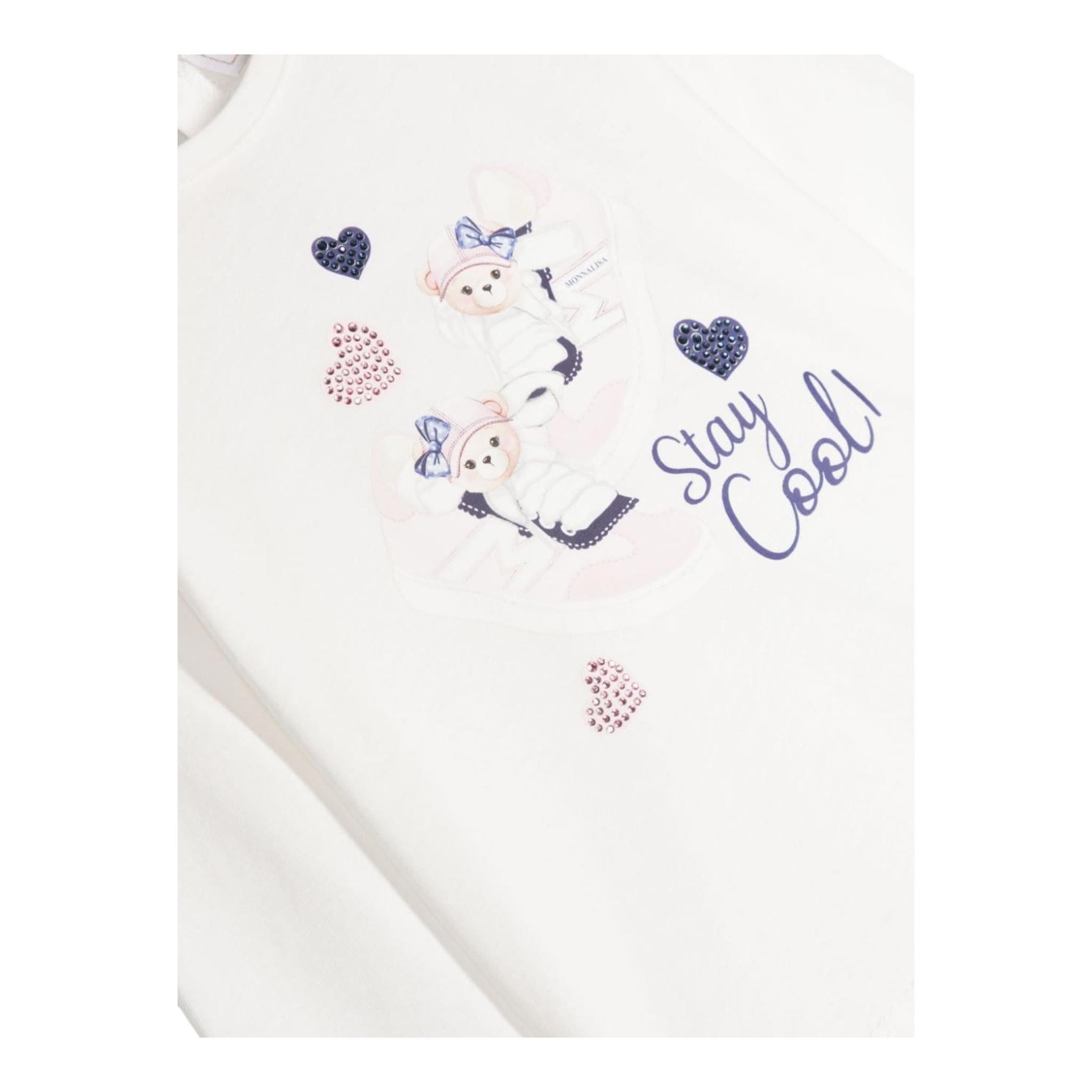 MONNALISA shirt girocollo tinta unita con stampa Bianco per Neonata 39D614 BIANCO MONNALISA