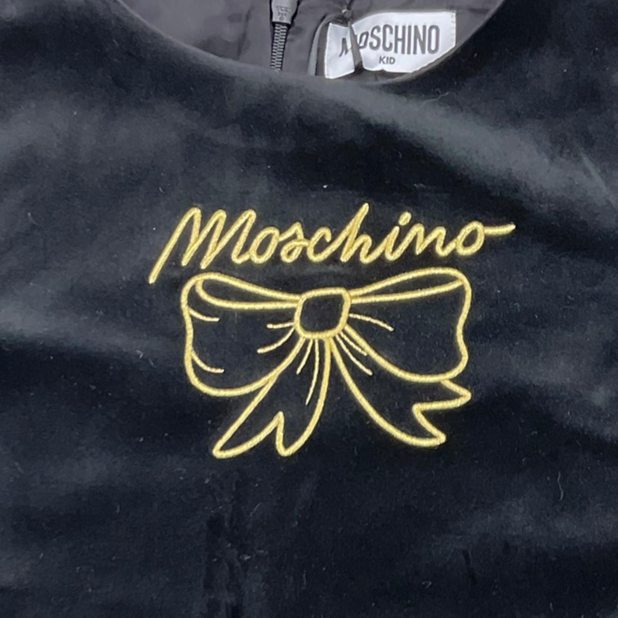 MOSCHINO abito tinta unita in velluto con stampa Nero per Bambina HDV0GX NERO MOSCHINO