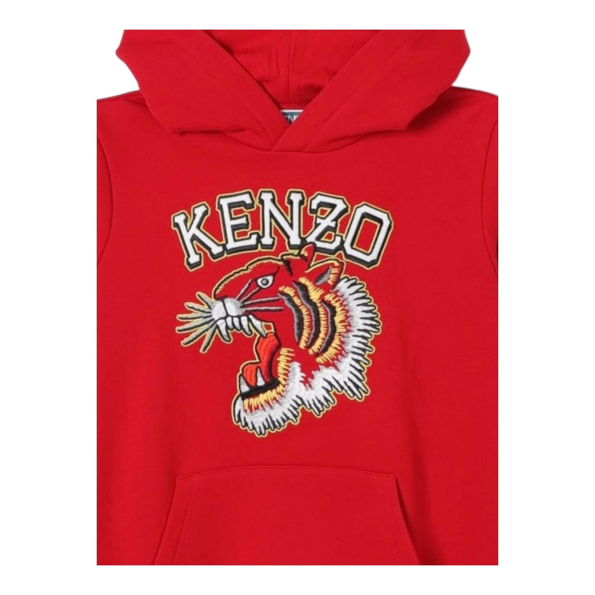 KENZO felpa tinta unita con cappuccio e stampa Rosso per Neonato K60767N ROSSO KENZO