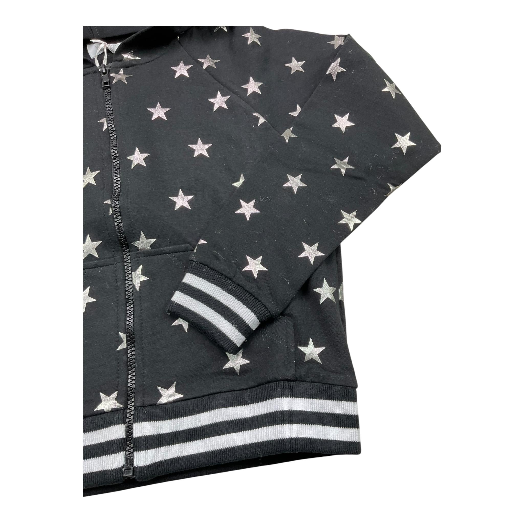 MONNALISA felpa cn zip e cappuccio tinta unita con stampe stelle Nero per Bambina 660802 NERO MONNALISA