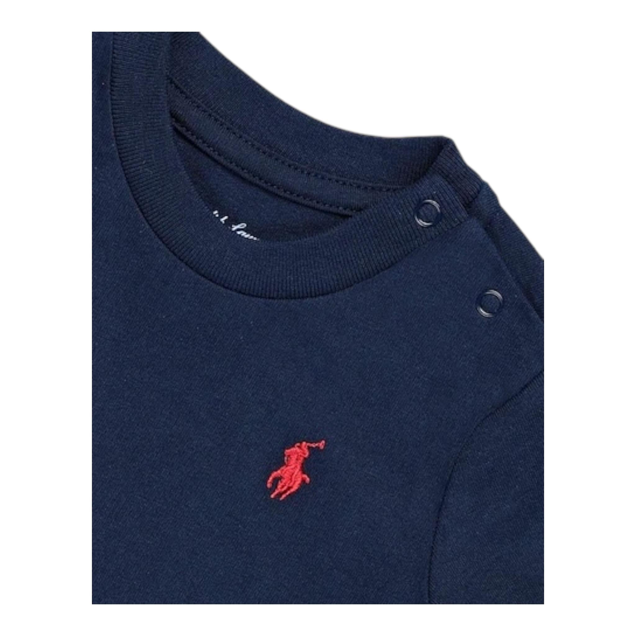 RALPH LAUREN shirt girocollo tinta unita con polsini Blu per Neonato 320843804002 BLU RALPH LAUREN