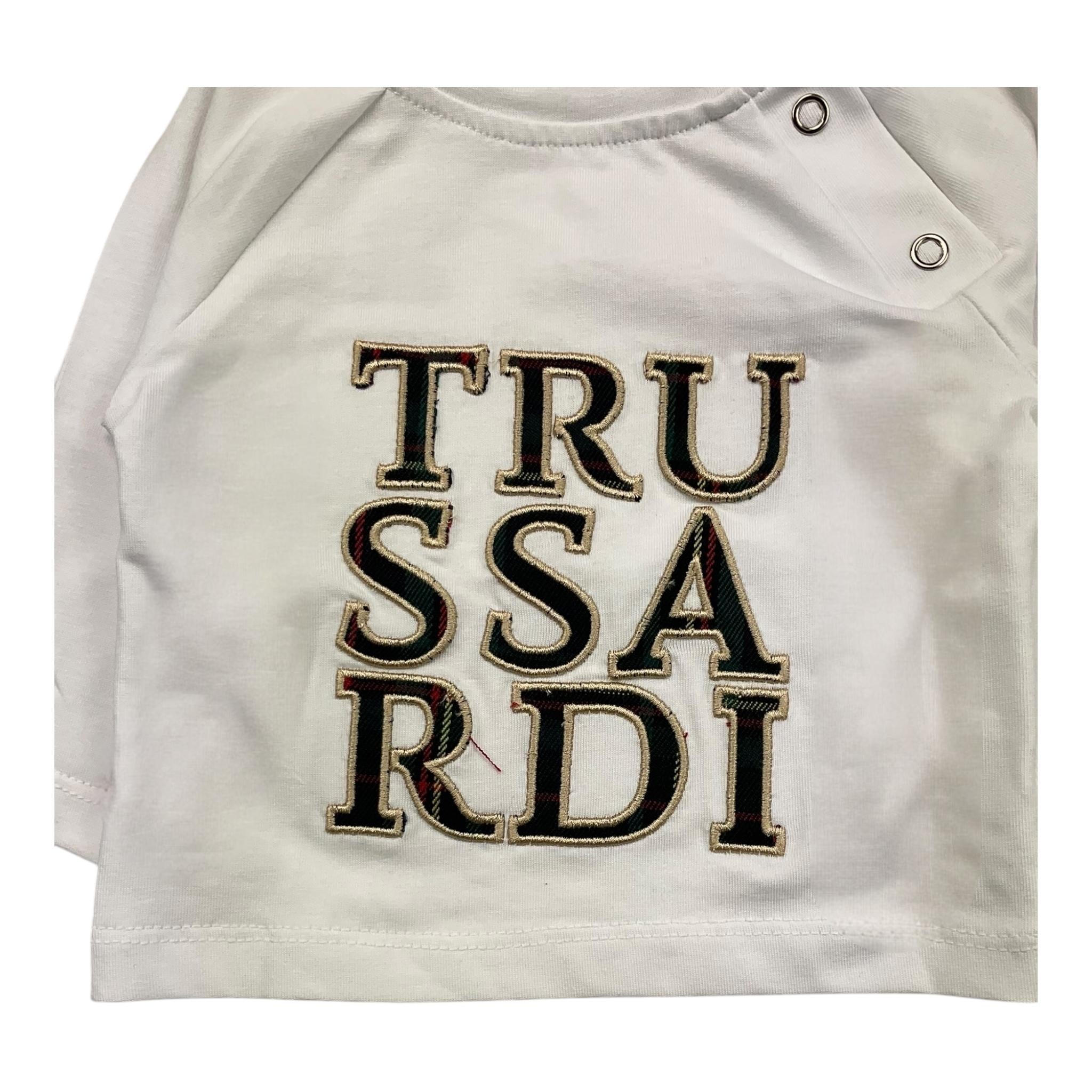 TRUSSARDI shirt girocollo tinta unita con stampa in contrasto Bianco per Neonato TIA25218TS BIANCO TRUSSARDI
