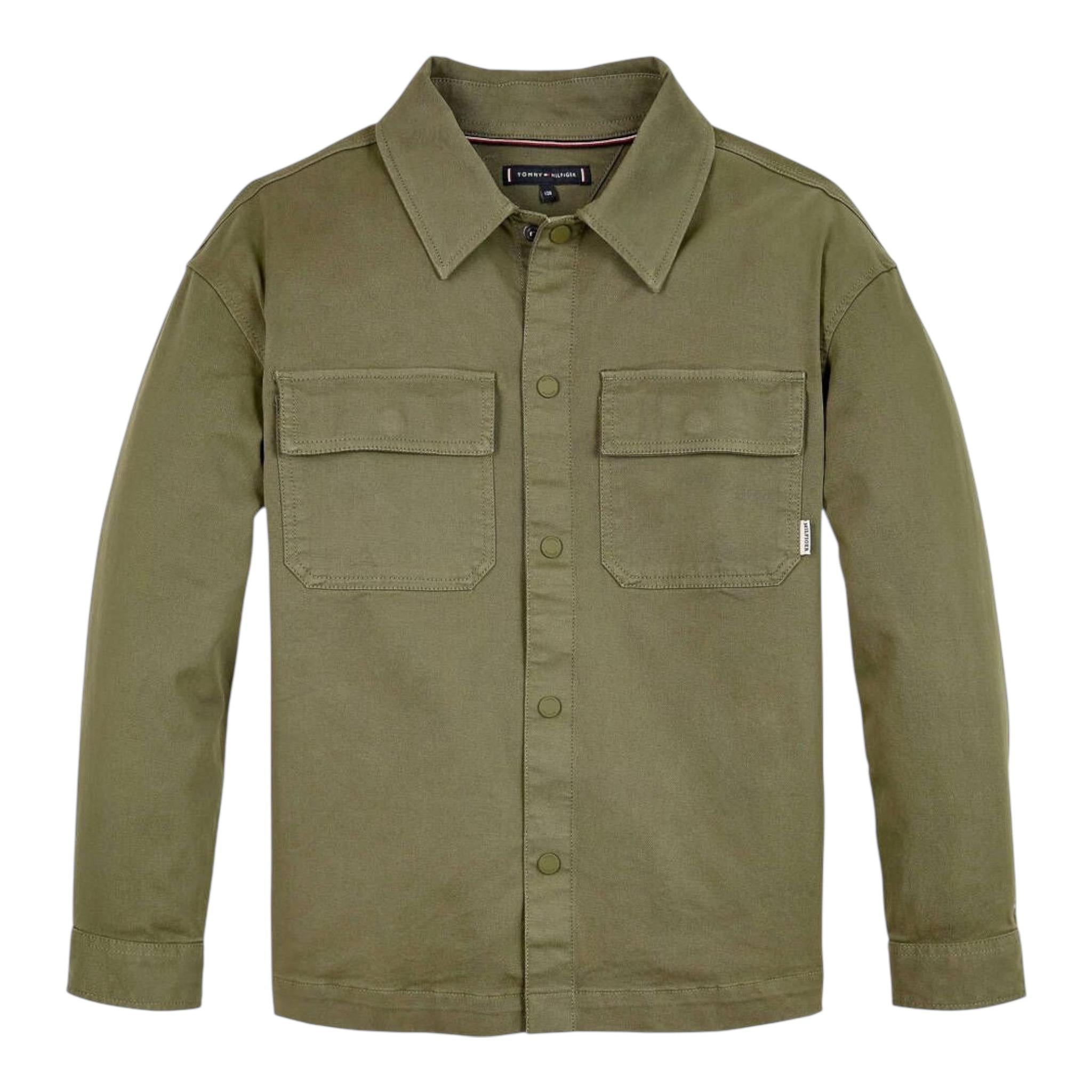 TOMMY HILFIGER camicia tinta unita con tasche Verde per Bambino KB0KB09079 VERDE TOMMY HILFIGER