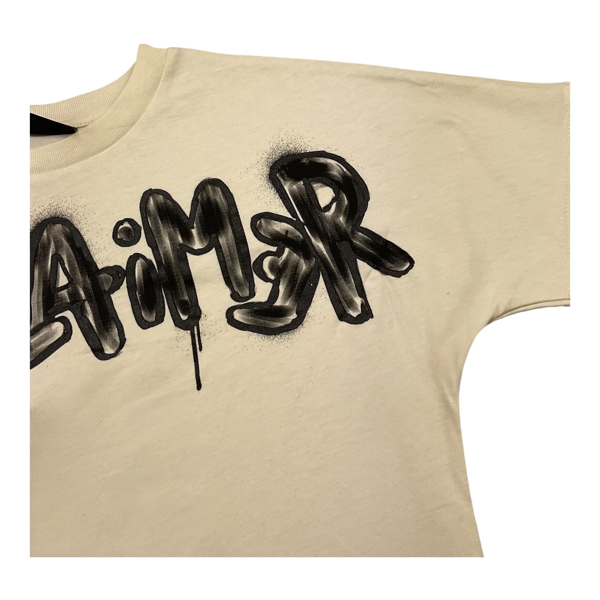 DISCLAIMER t-shirt girocollo tinta unita con stampa in contrasto Panna per Bambino 24IDK58245X PANNA DISCLAIMER