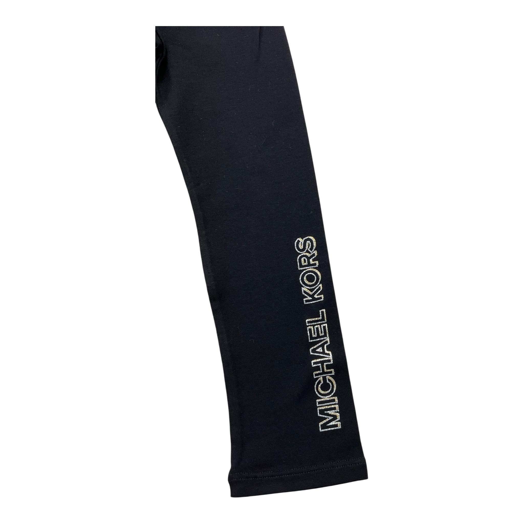 MICHAEL KORS leggins tinta unita con stampa logo Nero per Bambina R30178 NERO MICHAEL KORS