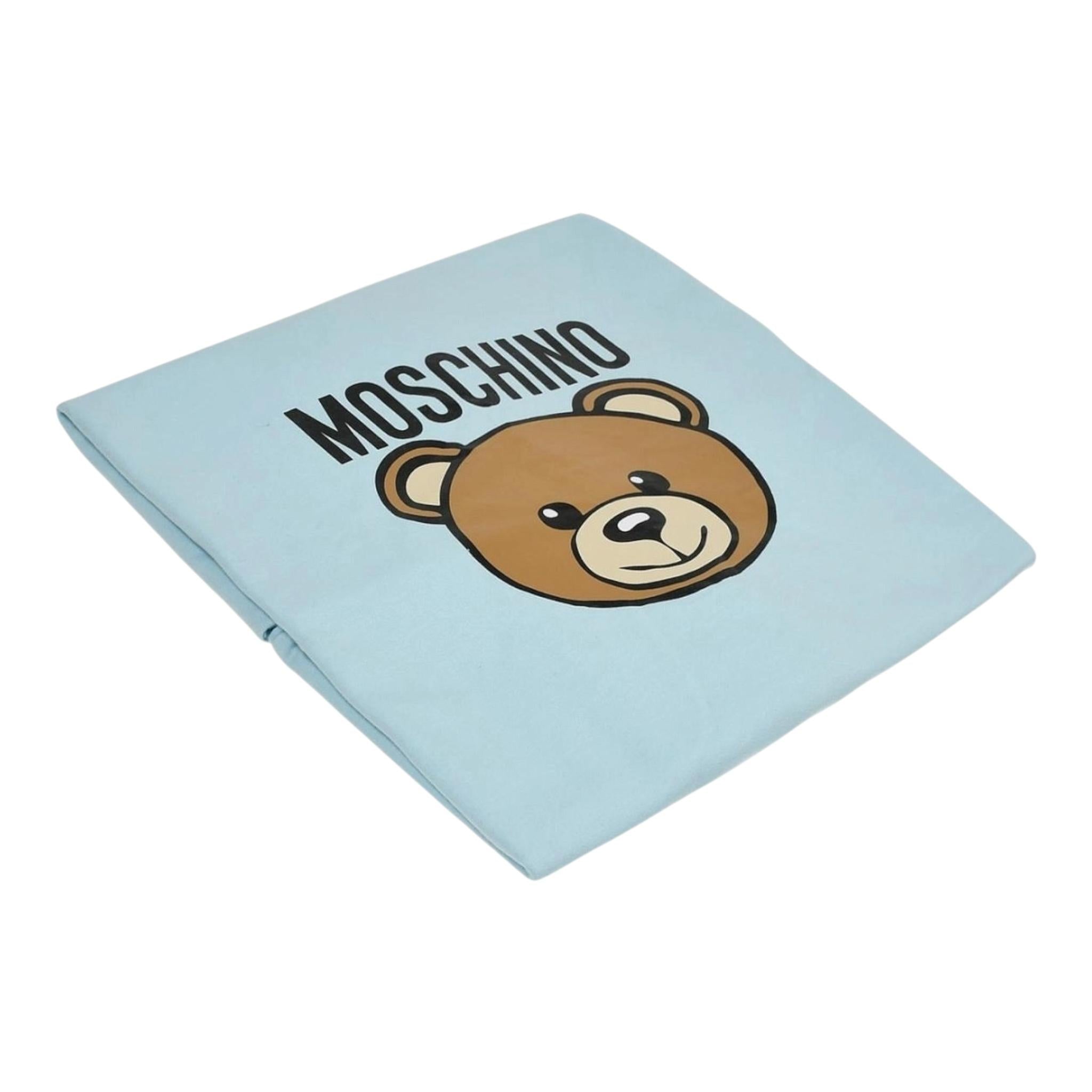MOSCHINO coperta tinta unita con stampa logo Azzurro per Neonato MUB00G AZZURRO MOSCHINO