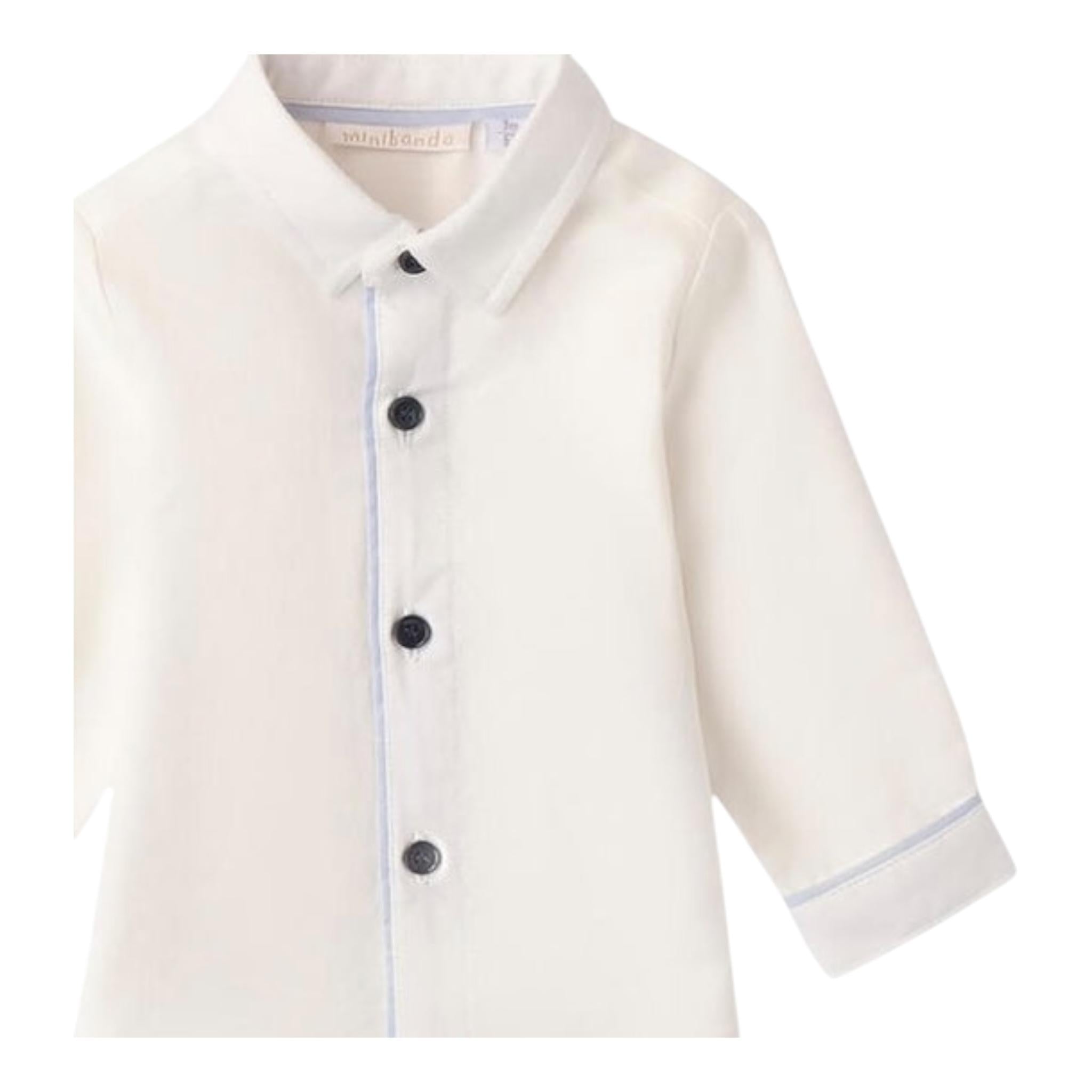 MINI BANDA camicia tinta unita con bottoni in contrasto Bianco per Neonato 3A601 BIANCO MINI BANDA