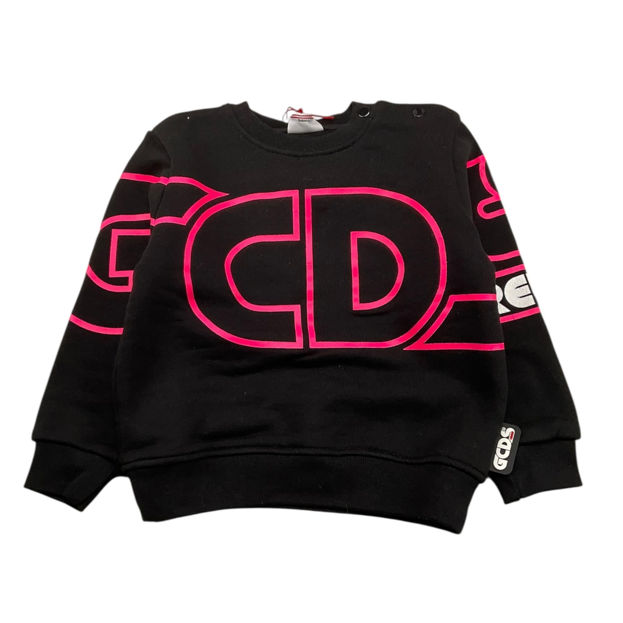 GCDS felpa tinta unita girocollo con stampa Nero per Neonata 028773 NERO GCDS