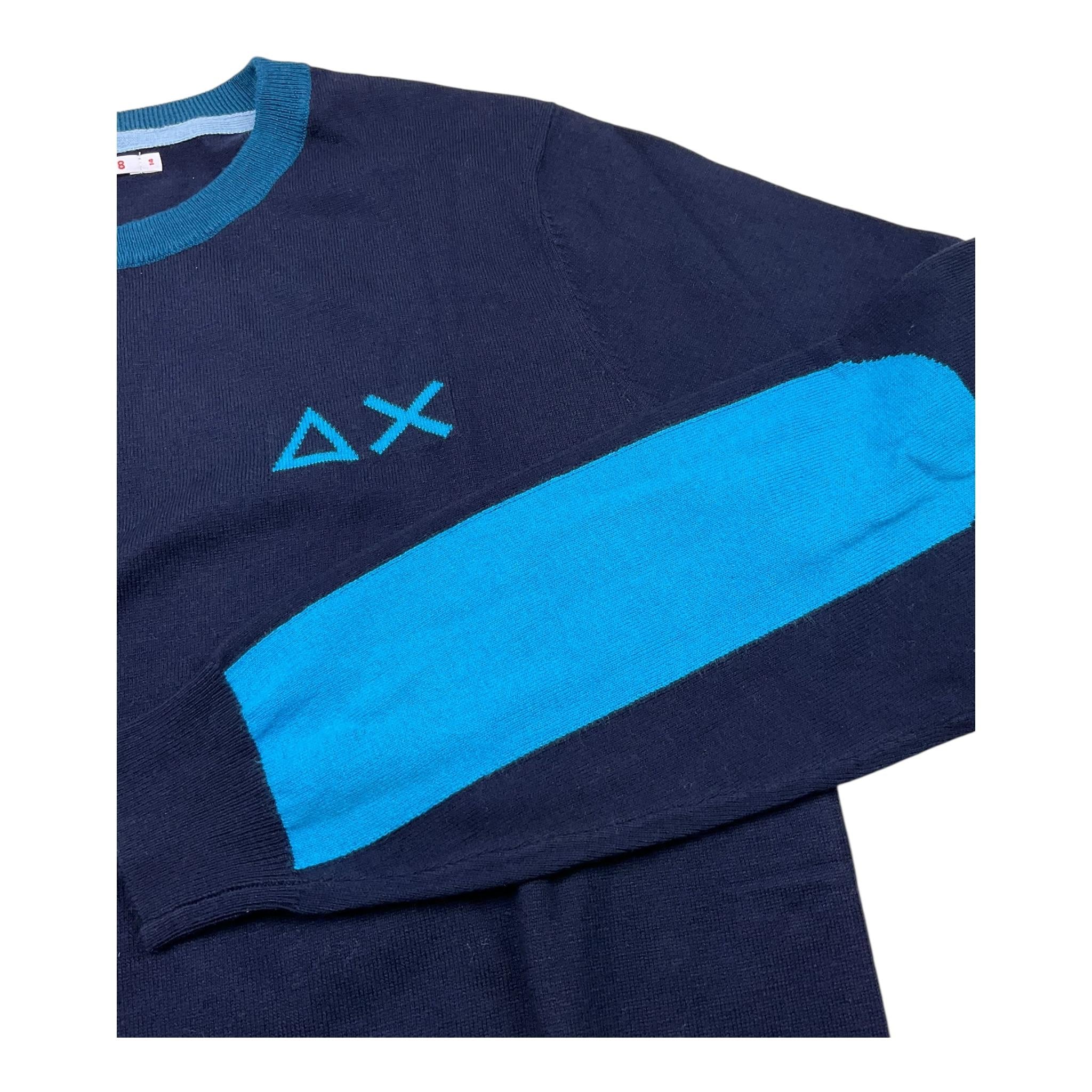 SUN68 maglia girocollo tinta unita con ricamo logo Blu per Bambino K44330J BLU SUN68