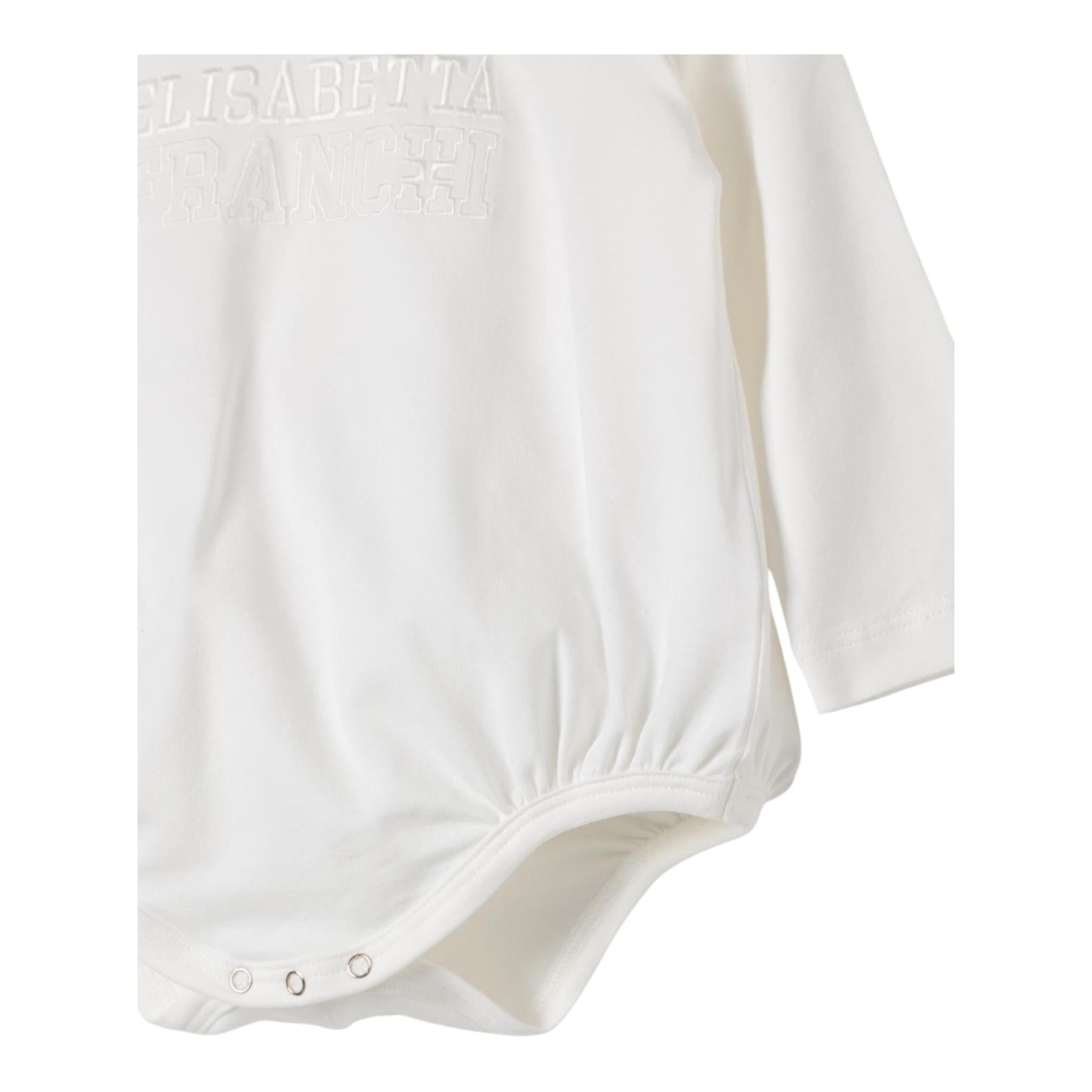 ELISABETTA FRANCHI body manica lunga tinta unita con logo Panna per Neonata ENBD002 PANNA ELISABETTA FRANCHI