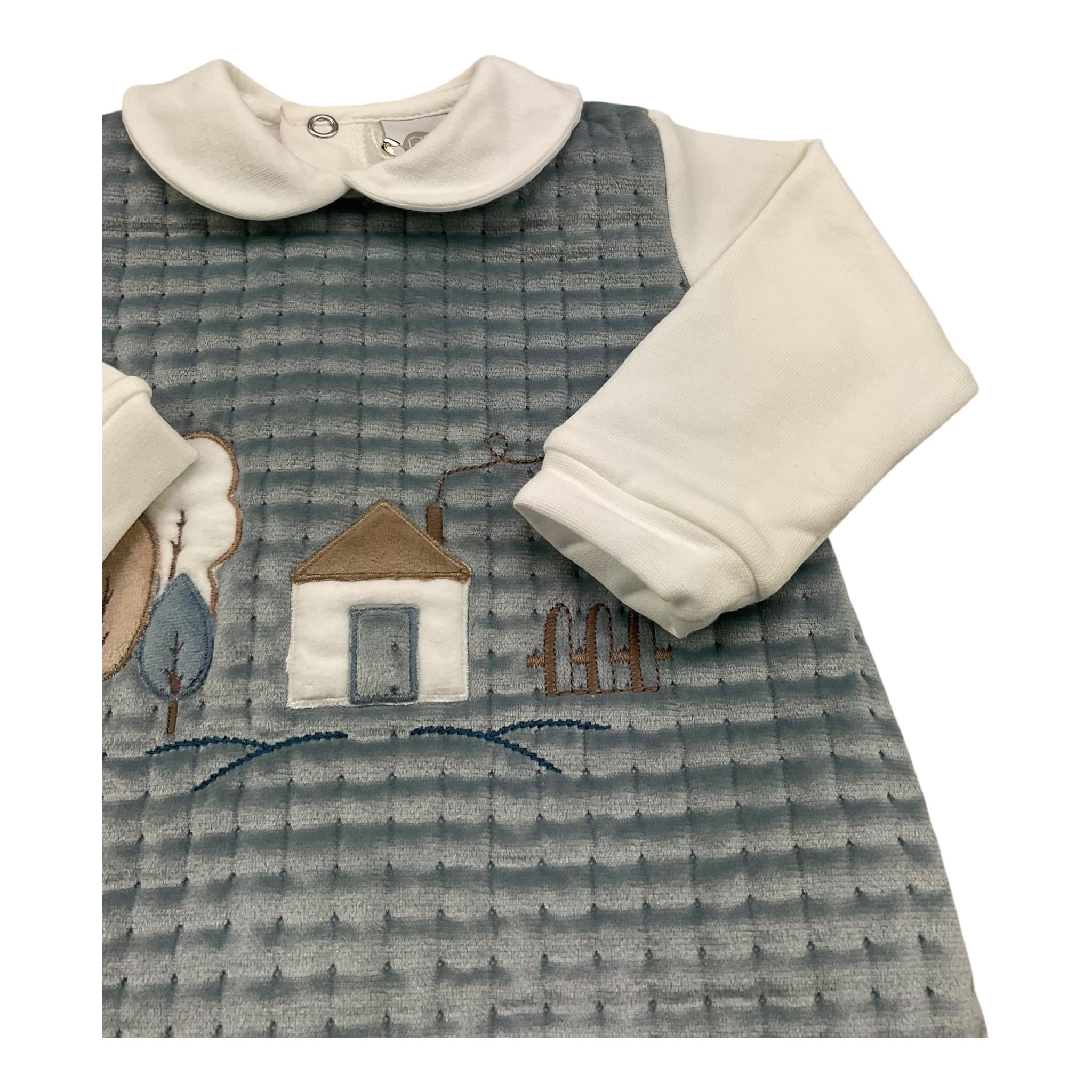 MARLU' tutina manica lunga bicolore in ciniglia Bianco/azzurro per Neonato IB6914 BIANCO/AZZURRO MARLU'