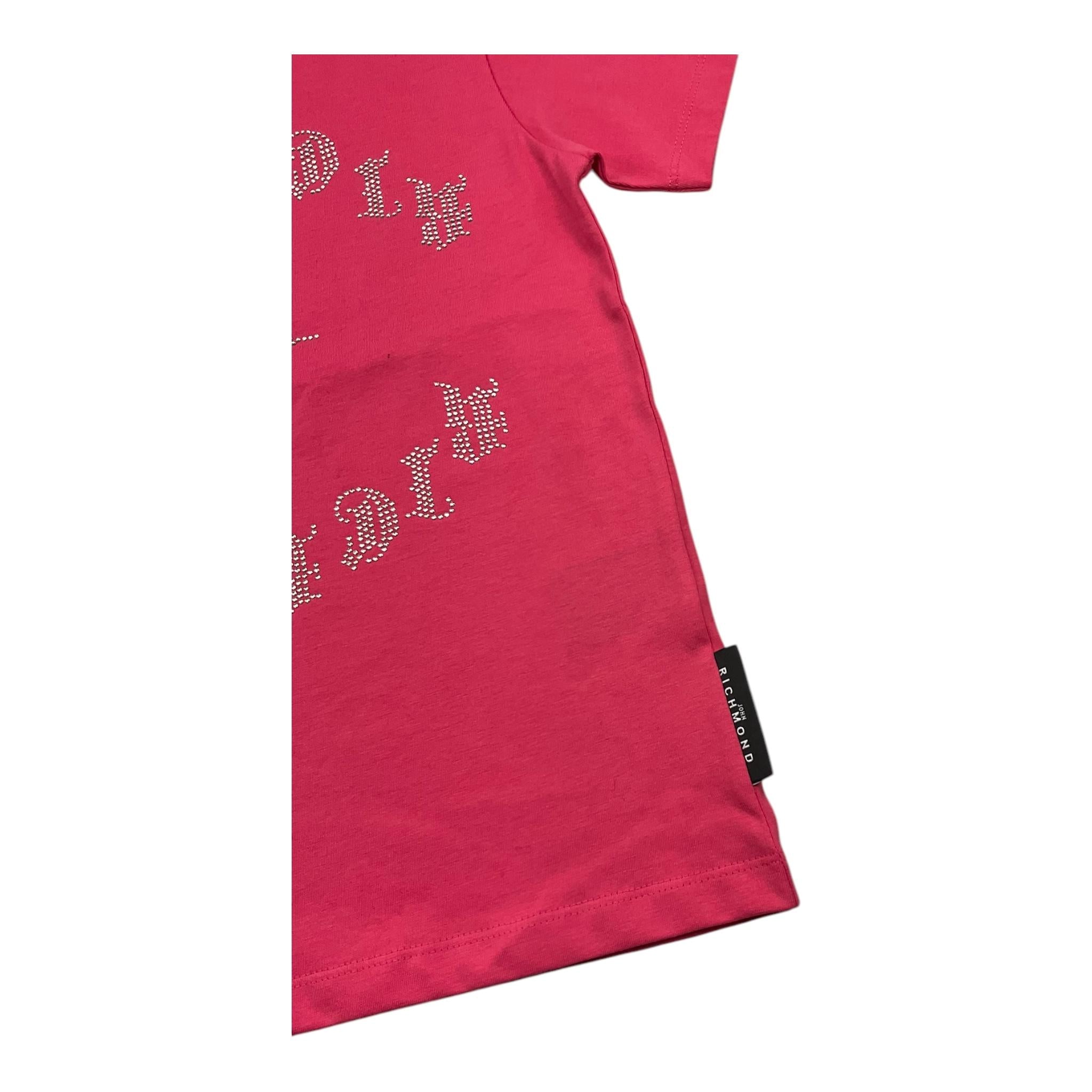 JOHN RICHMOND t-shirt girocollo tinta unita con brillantini Rosa per Bambina RGA25065TS ROSA JOHN RICHMOND