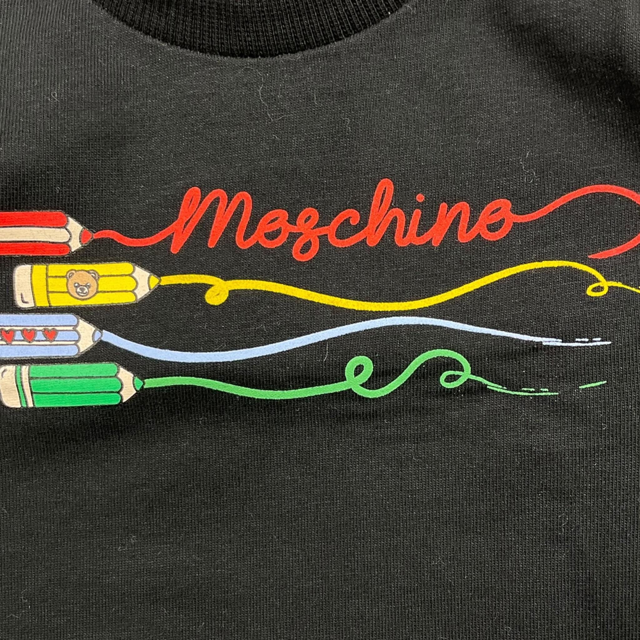 MOSCHINO shirt tinta unita girocollo con stampa Nero per Neonato M6O00R NERO MOSCHINO