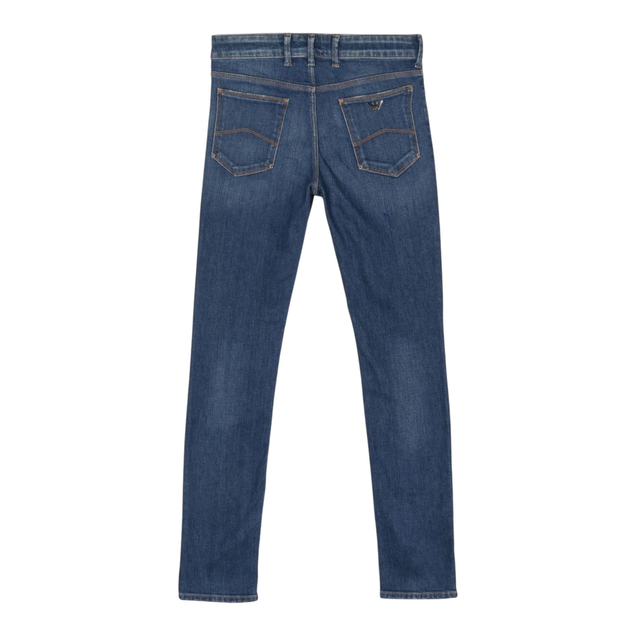 EMPORIO ARMANI jeans tinta unita con logo Blu per Bambino 8N4J06 BLU EMPORIO ARMANI