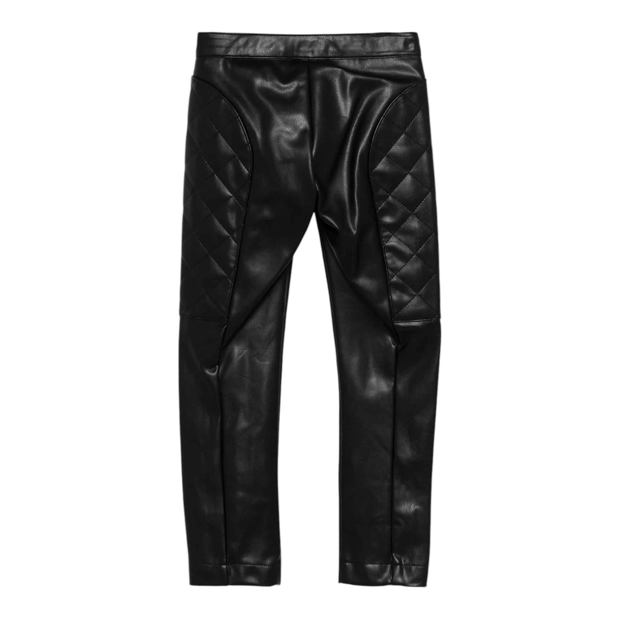 MOSCHINO pantalone in ecopelle tinta unita con zip in contrasto Nero per Bambina 018700 NERO MOSCHINO