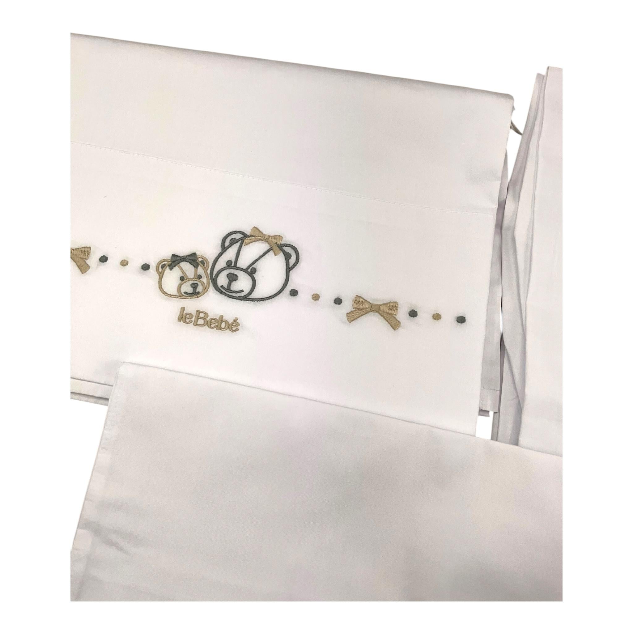 LE BEBE' set 3 pezzi lenzuola tinta unita cn ricami Bianco per Neonata LGB5970 BIANCO LE BEBE'