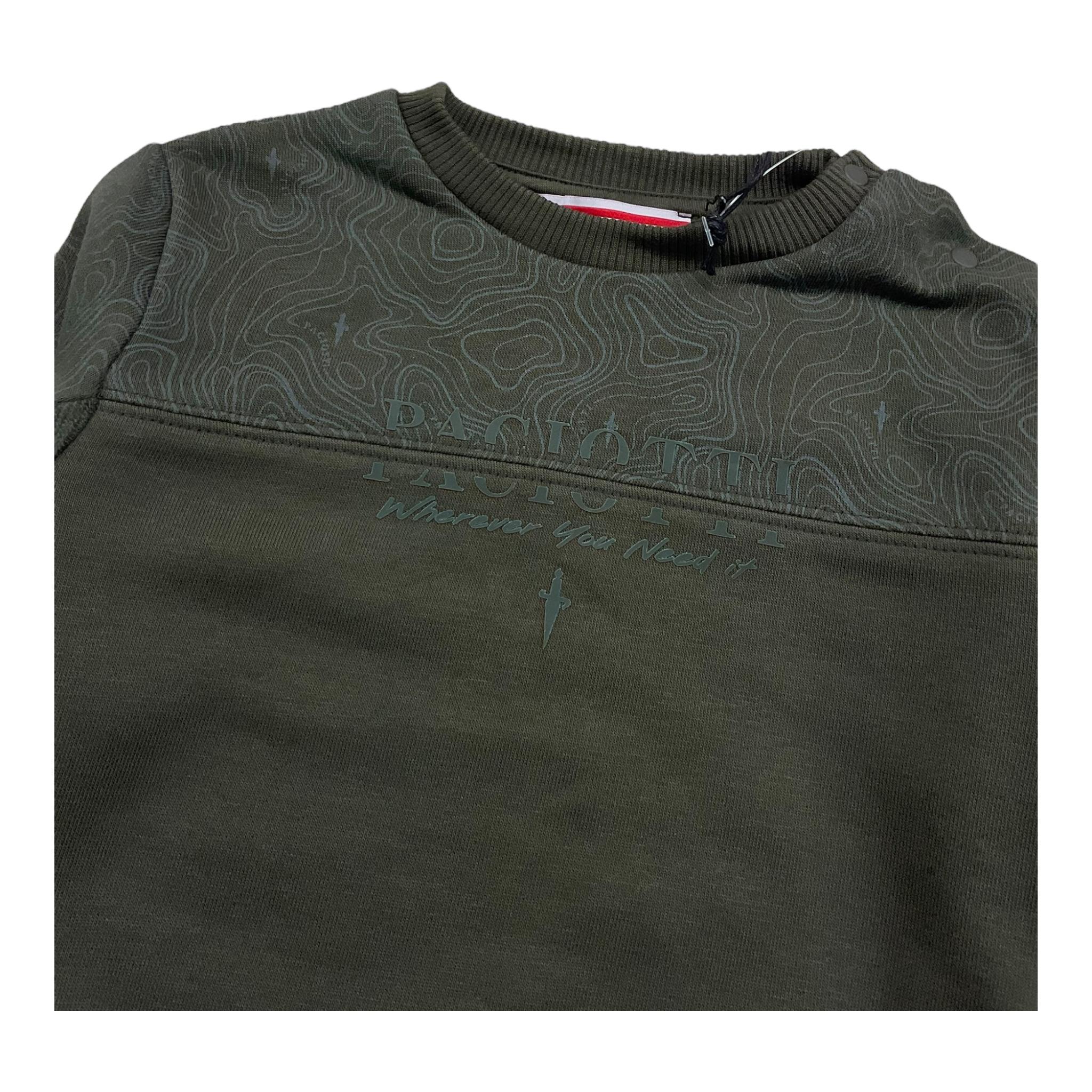 CESARE PACIOTTI felpa chiusa girocollo tinta unita con stampa Verde per Neonato MFP5354BXX VERDE CESARE PACIOTTI