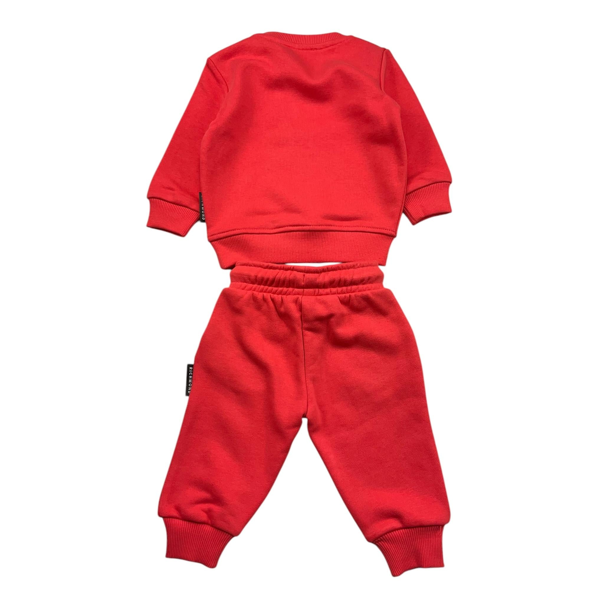 JOHN RICHMOND completo 2pz felpa-pantalone tinta unita con stampa Corallo per Neonato RIA25016CF CORALLO JOHN RICHMOND