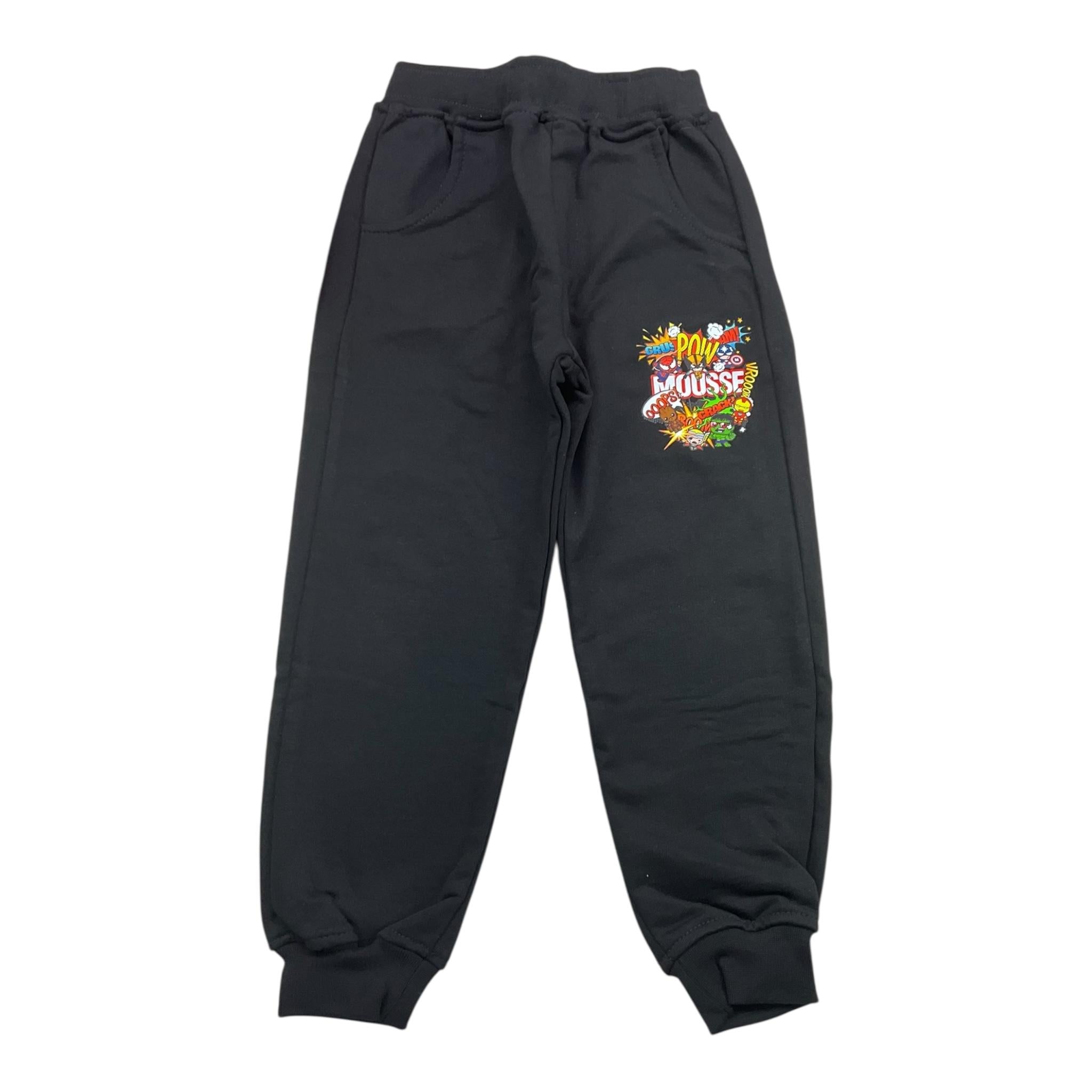 MOUSSE pantalone tinta unita modello tuta con stampa Nero per Bambino HKPG371R NERO MOUSSE