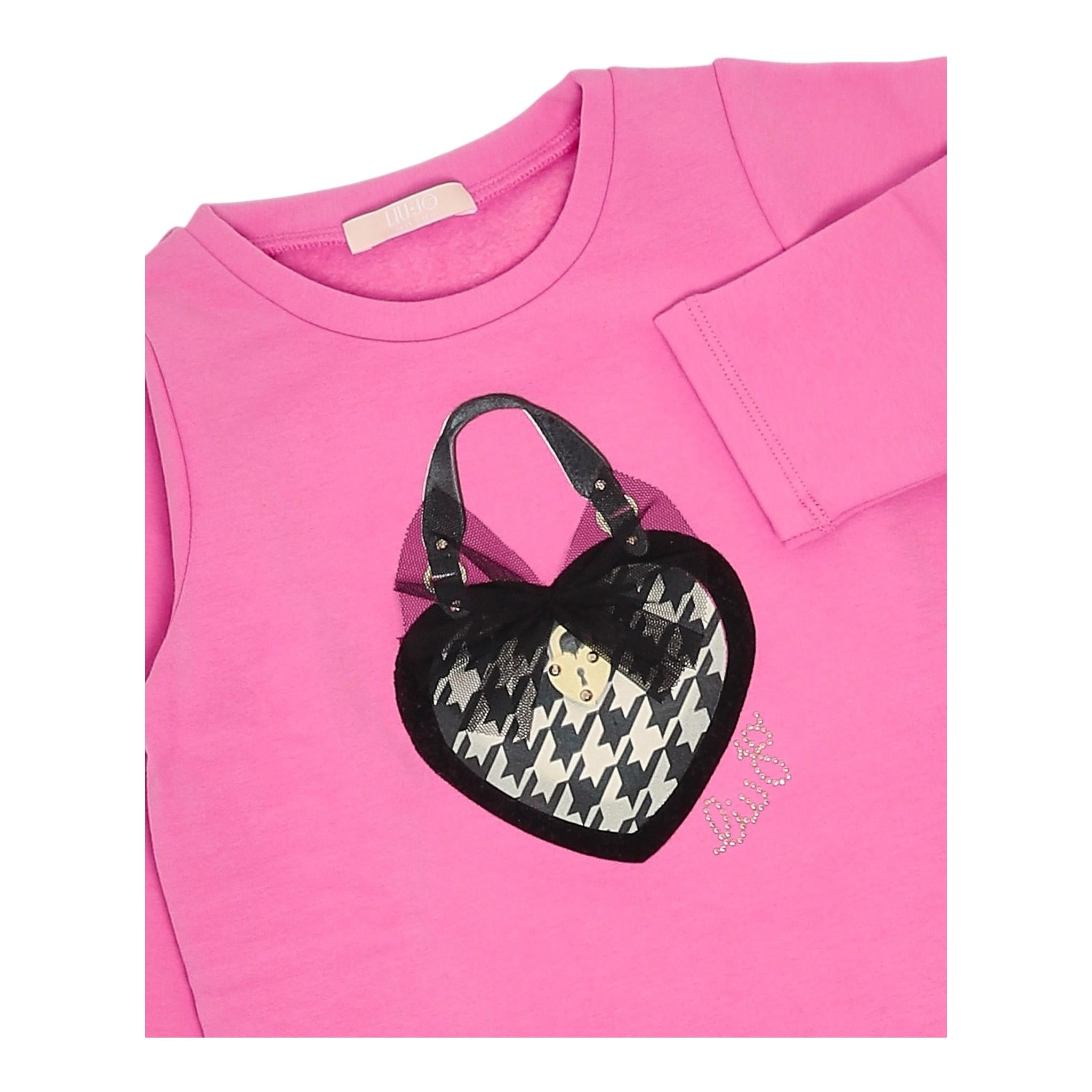 LIU JO abito in felpa girocollo tinta unita con stampa Rosa per Bambina KF4107XXXX ROSA LIU JO