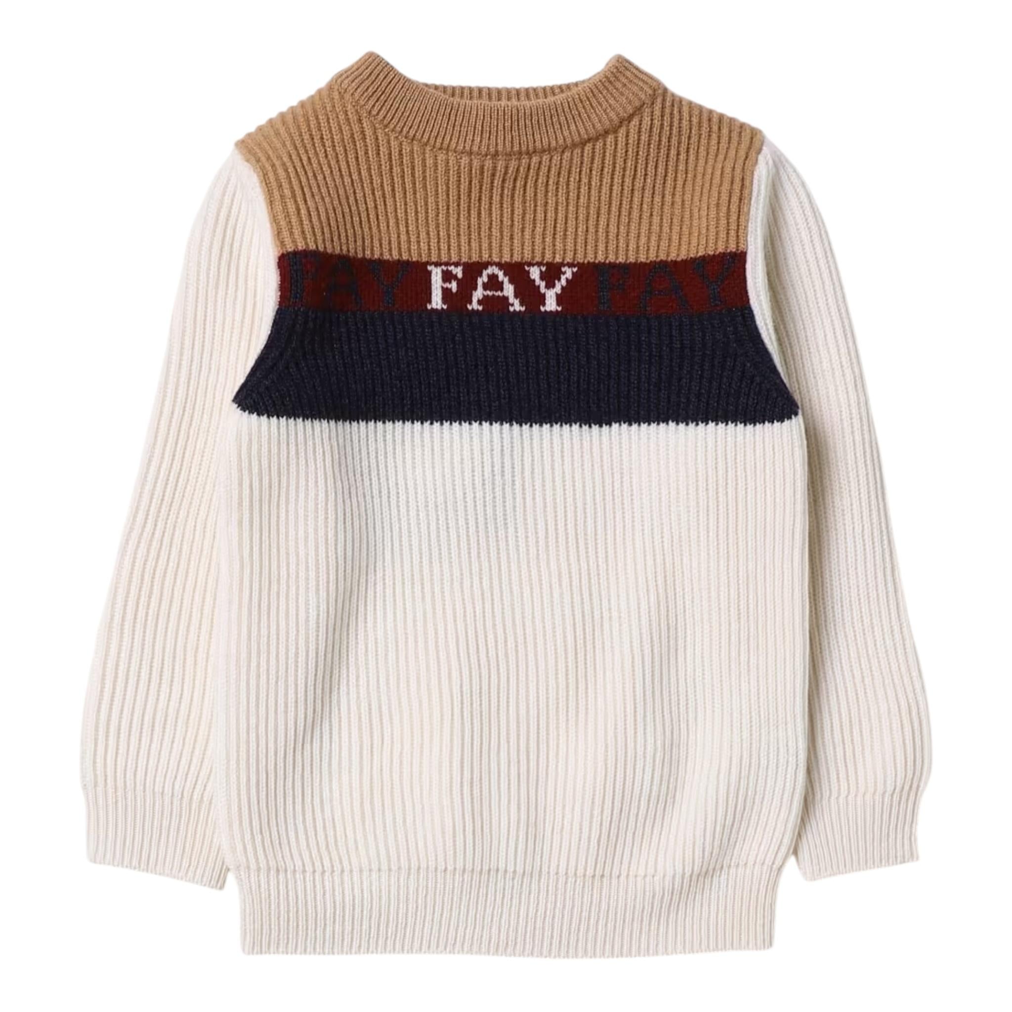 FAY maglia tinta unita con stampa Bianco per Bambino FT9P50 BIANCO FAY