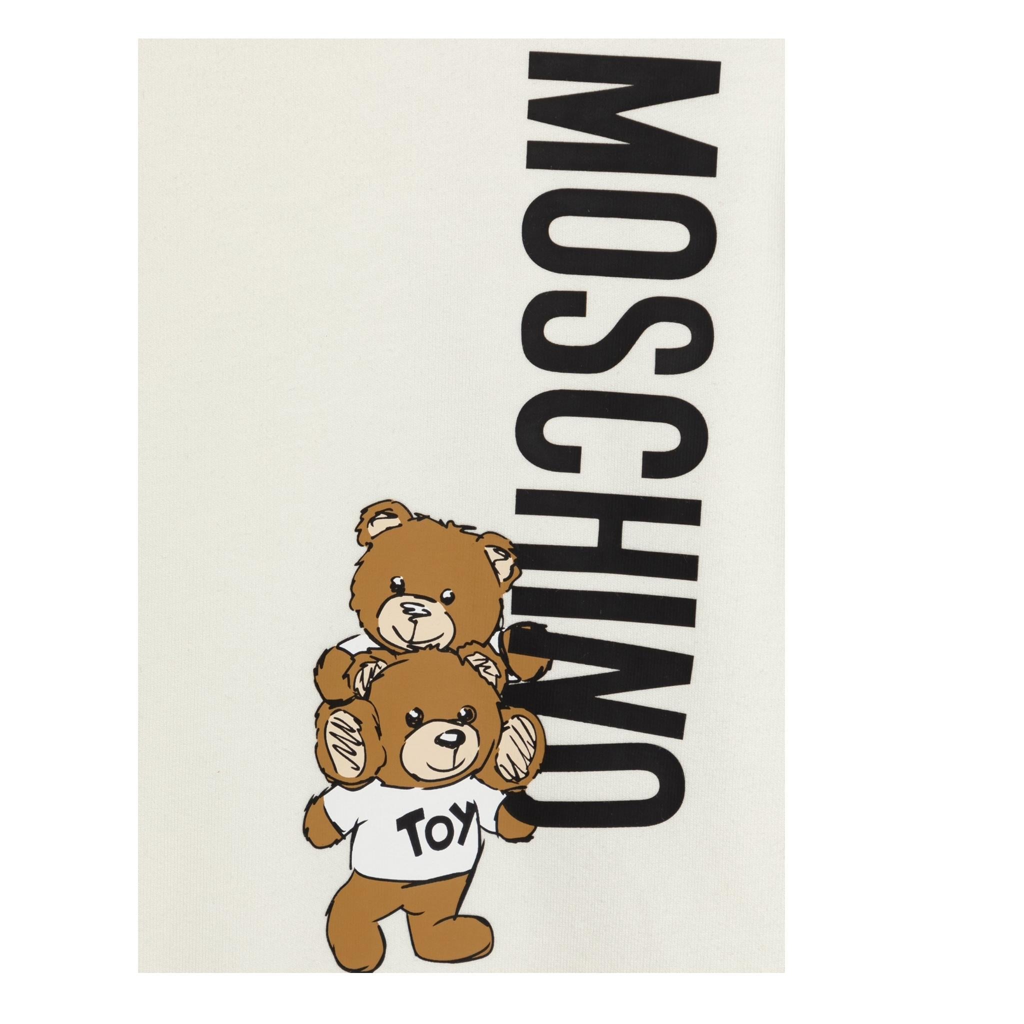 MOSCHINO felpa tinta unita gircollo con stampa Bianco per Bambino H8F05R BIANCO MOSCHINO