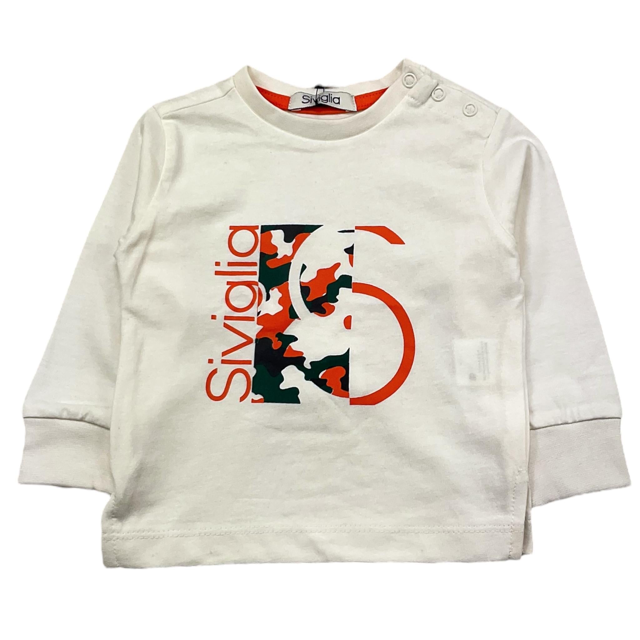 SIVIGLIA shirt girocollo tinta unita con stampa Panna per Neonato SVNTS00517 PANNA SIVIGLIA