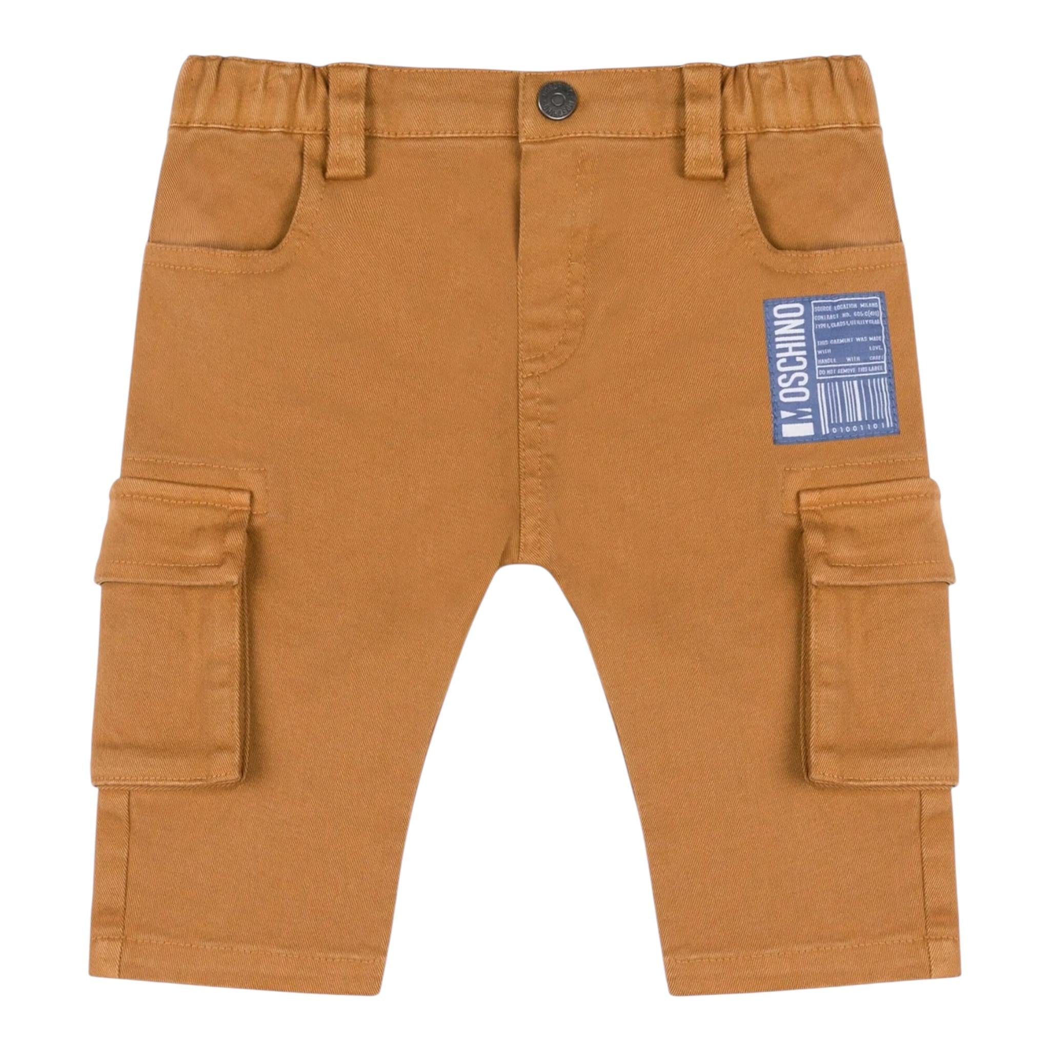 MOSCHINO pantalone tinta unita con elastico in vita Marrone per Bambino MUP055JX MARRONE MOSCHINO