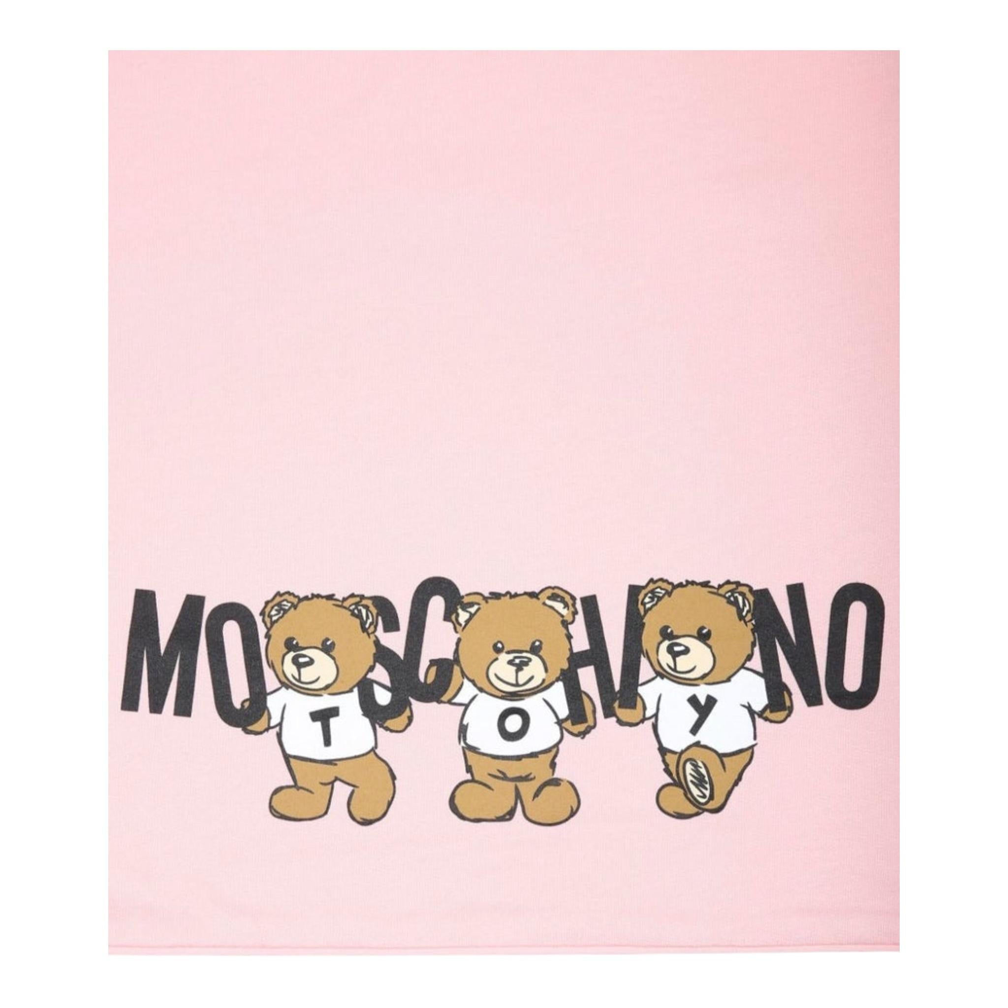 MOSCHINO coperta bicolore con stampe orsi Rosa/bianco per Neonata MUB00F ROSA/BIANCO MOSCHINO