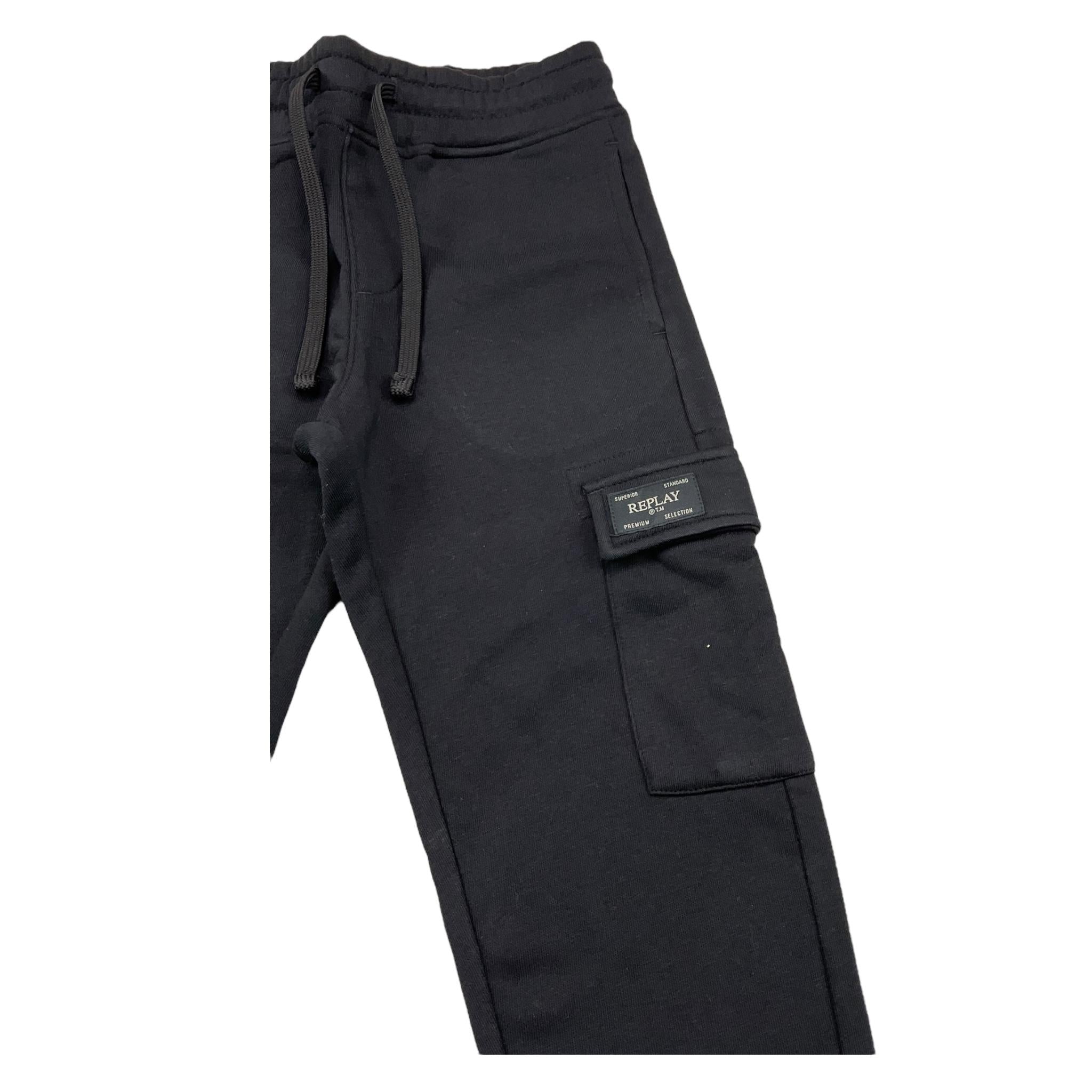 REPLAY pantalone tuta tinta unita con logo Nero per Bambino SB9091 NERO REPLAY