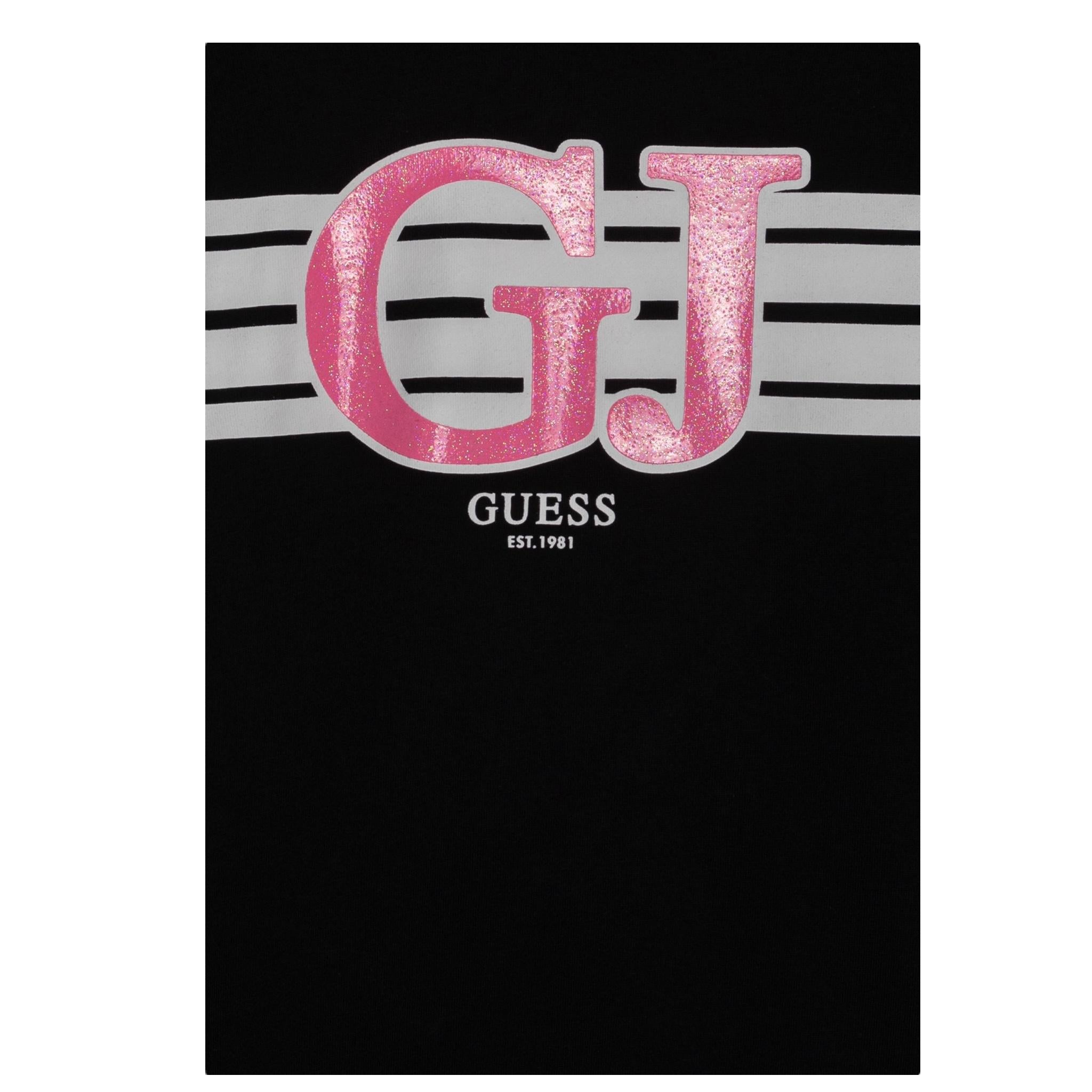 GUESS abito manica lunga tinta unita con cappuccio e stampa in contrasto Nero per Bambina J4YK03KA6R4X NERO GUESS