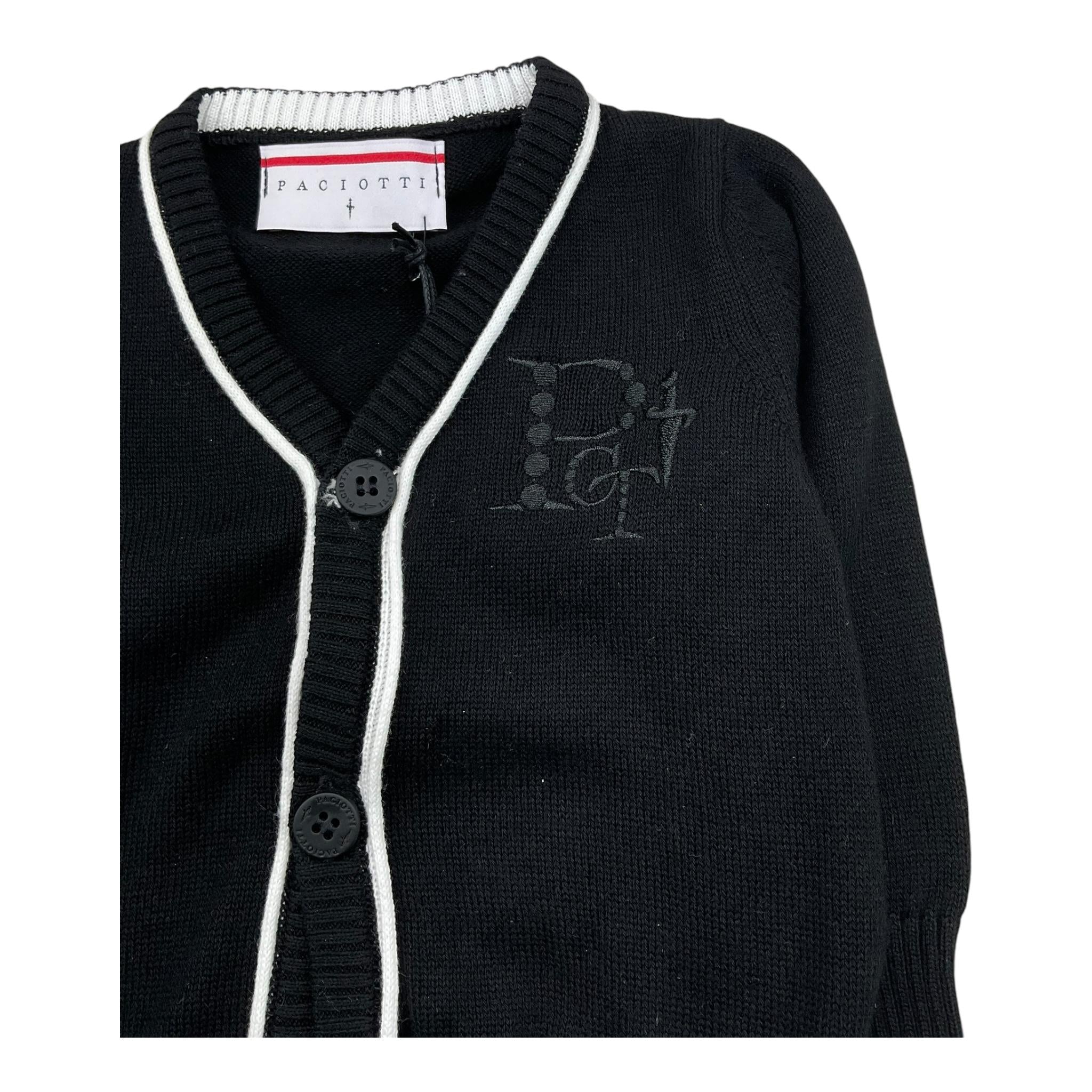 CESARE PACIOTTI cardigan tinta unita con profili in contrasto Nero per Neonato MGP5359B NERO CESARE PACIOTTI