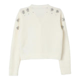 MISS BLUMARINE cardigan tinta unita con applicazioni brillantini Panna per Bambina IF4006MA39P PANNA MISS BLUMARINE