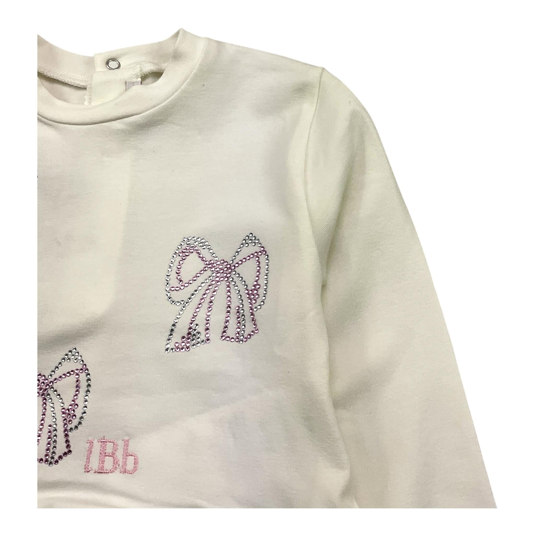 LE BEBE' shirt girocollo tinta unita con brillantini Panna per Neonata LBG6154 PANNA LE BEBE'