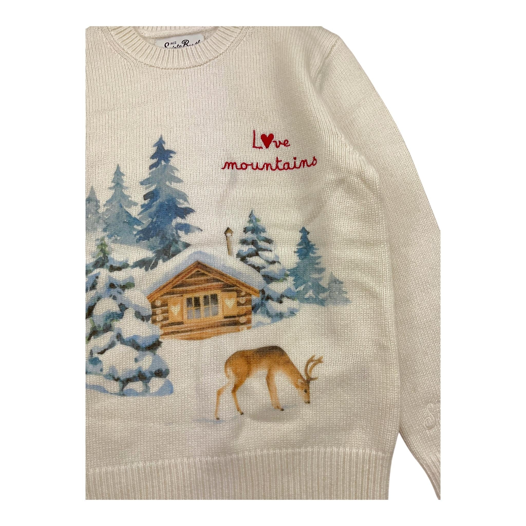 SAINT BARTH maglia girocollo tinta unita con stampa Bianco per Bambino LOVEDEER BIANCO SAINT BARTH