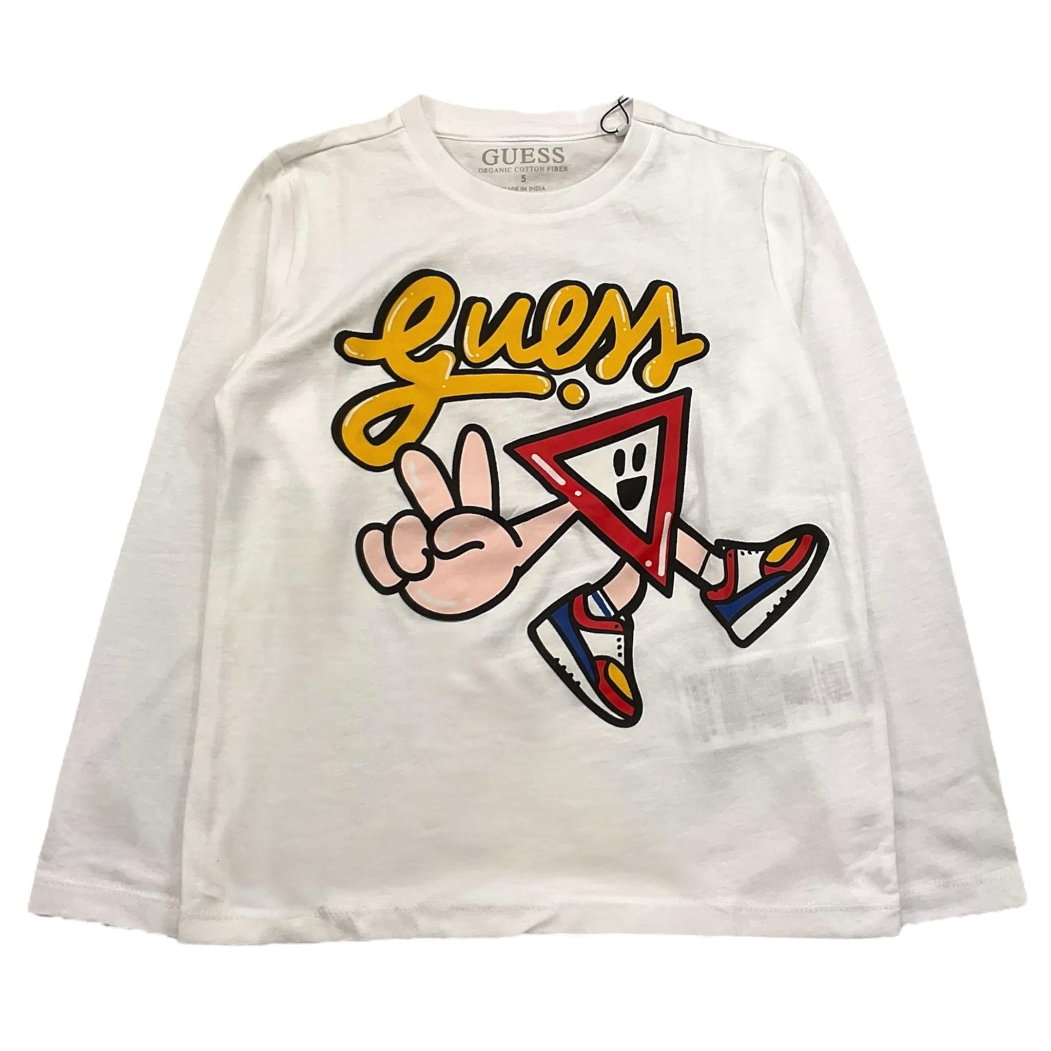 GUESS shirt girocollo tinta unita cn stampa logo Bianco per Bambino N4YI03K8HM4 BIANCO GUESS