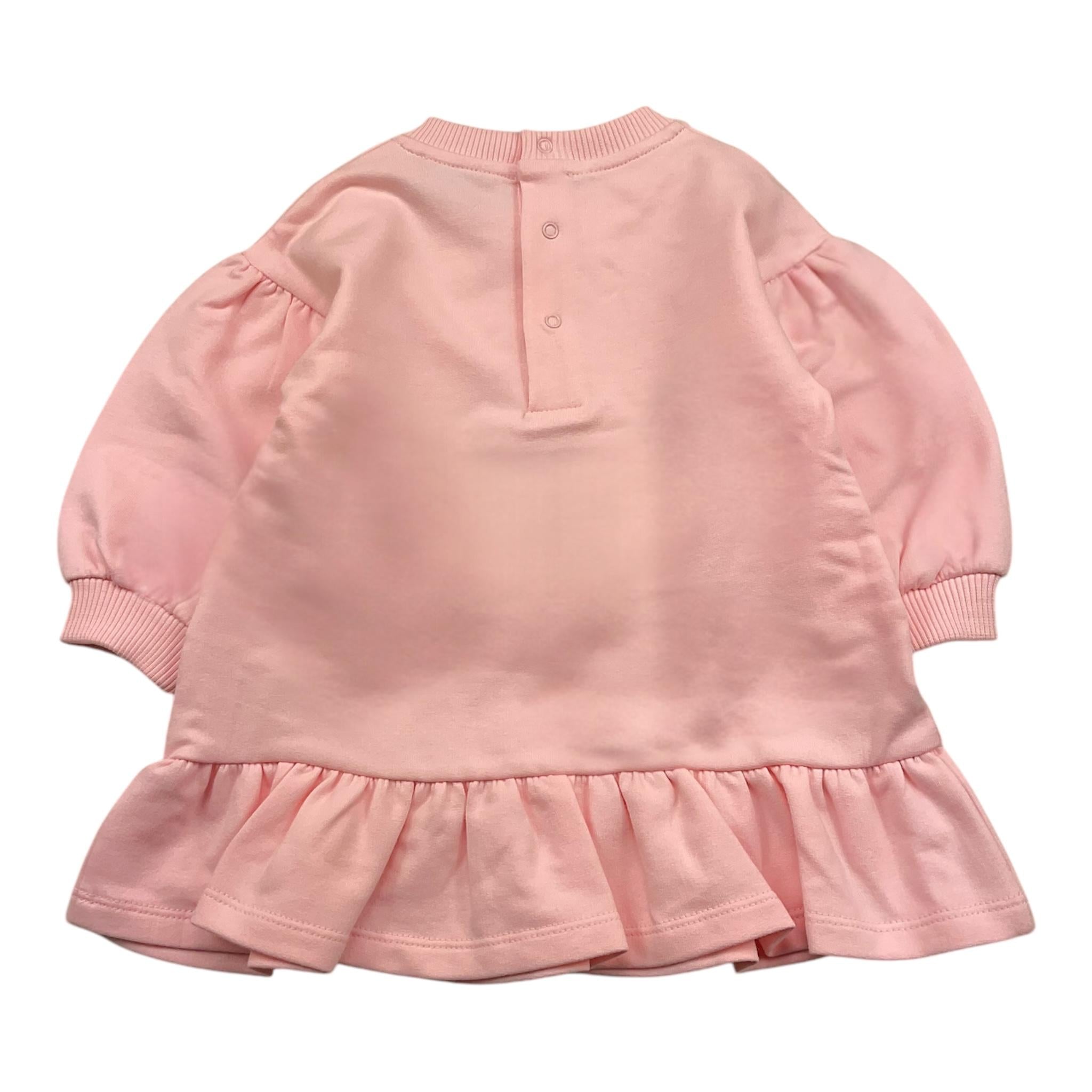 MOSCHINO abito in felpa tinta unita con stampa Rosa per Neonata MDV0CWLDA ROSA MOSCHINO