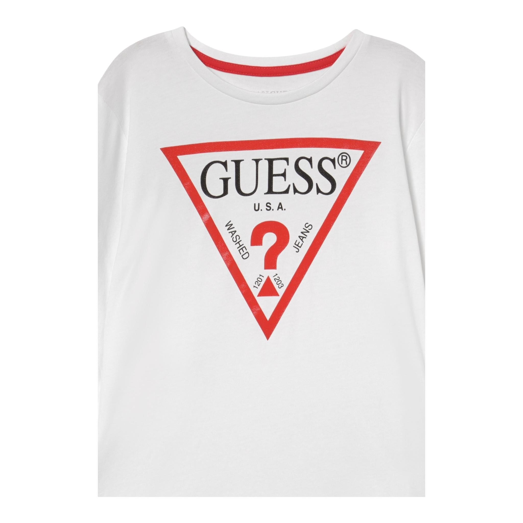 GUESS shirt girocollo tinta unita con stampa Bianco per Neonato N84I24K8HM0X BIANCO GUESS