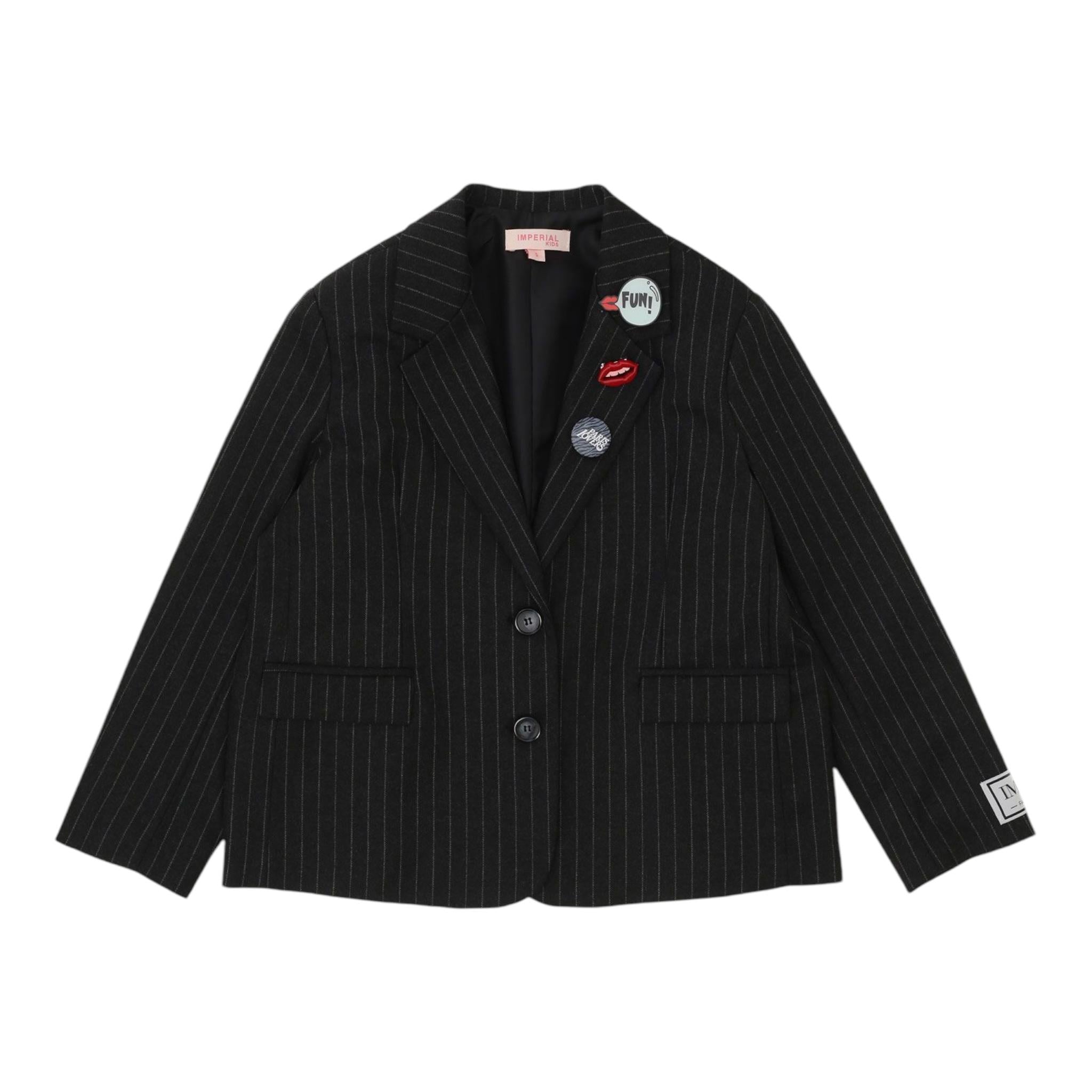 IMPERIAL KIDS giacca tinta unita fantasia a righe con applicazini Nero per Bambina JB88121G68 NERO IMPERIAL KIDS