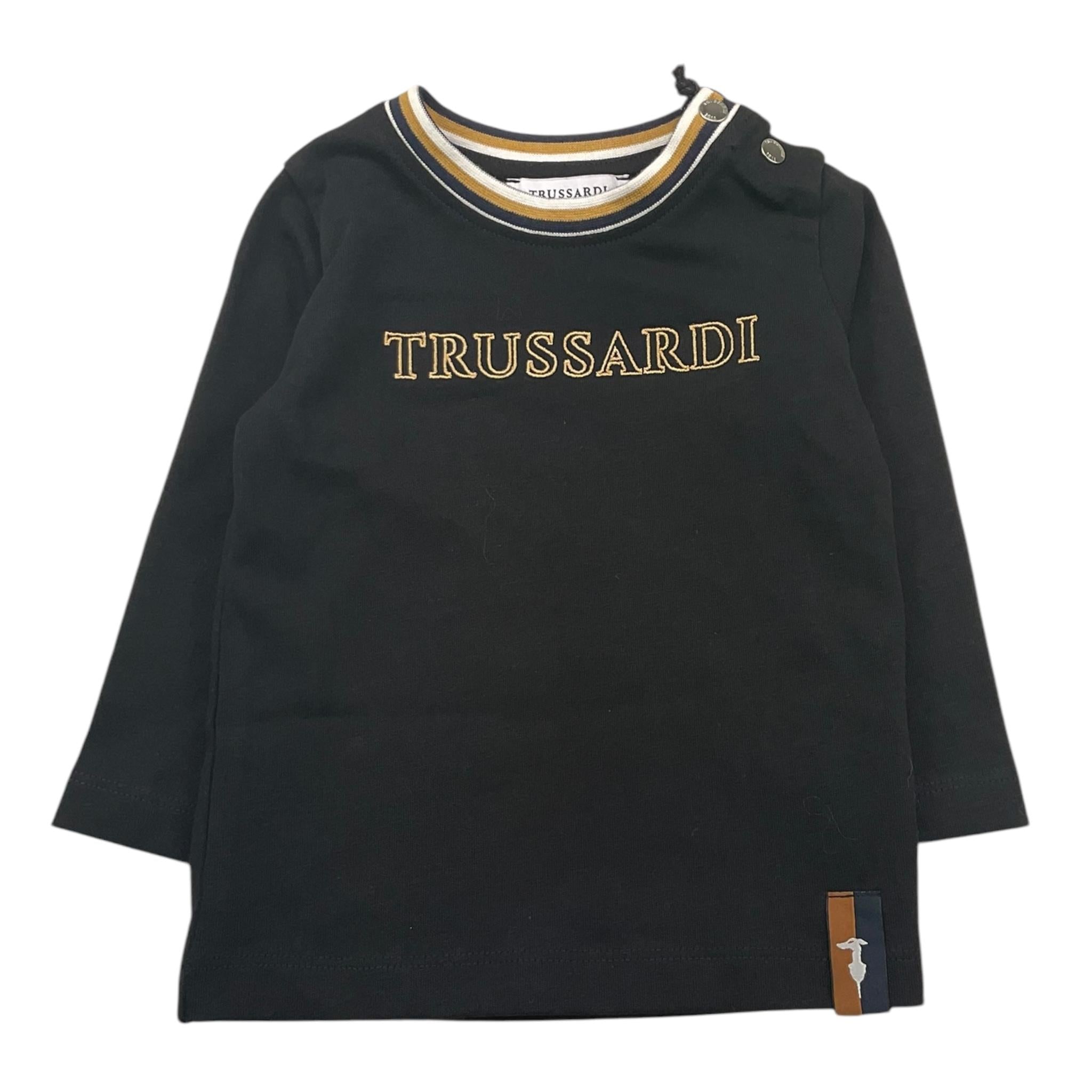 TRUSSARDI shirt girocollo tinta unita con stampa in contrasto Nero per Neonato TIA25071TS NERO TRUSSARDI
