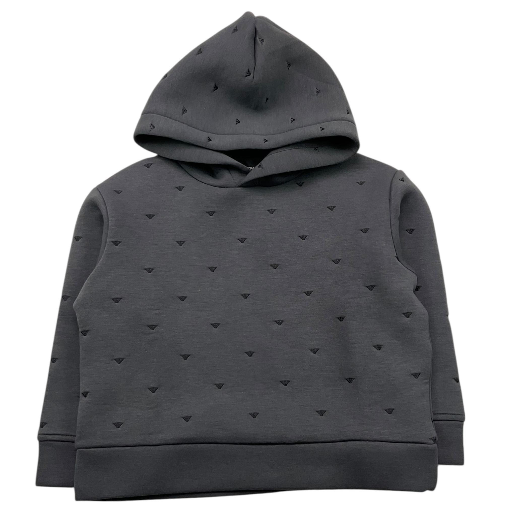 EMPORIO ARMANI felpa chiusa con cappuccio tinta unita con ricami logo Grigio per Bambino 6K4M70 GRIGIO EMPORIO ARMANI