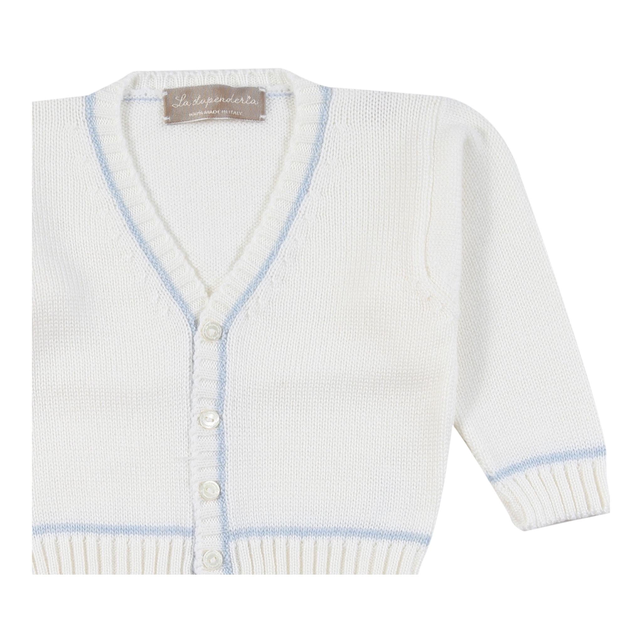 LA STUPENDERIA cardigan tinta unita con profili in contrasto Panna per Neonata WCCR61 PANNA LA STUPENDERIA