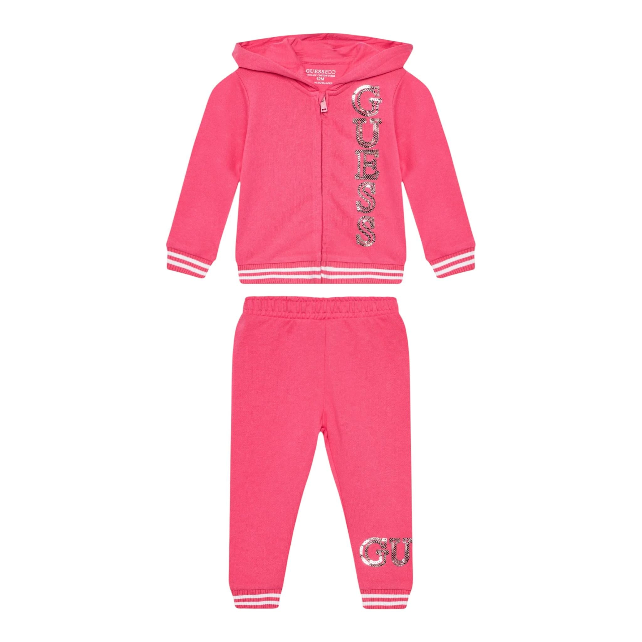 GUESS completo 2 pezzi felpa-pantalone tinta unita Fuxia per Neonata K4YG00KA6R4 FUXIA GUESS