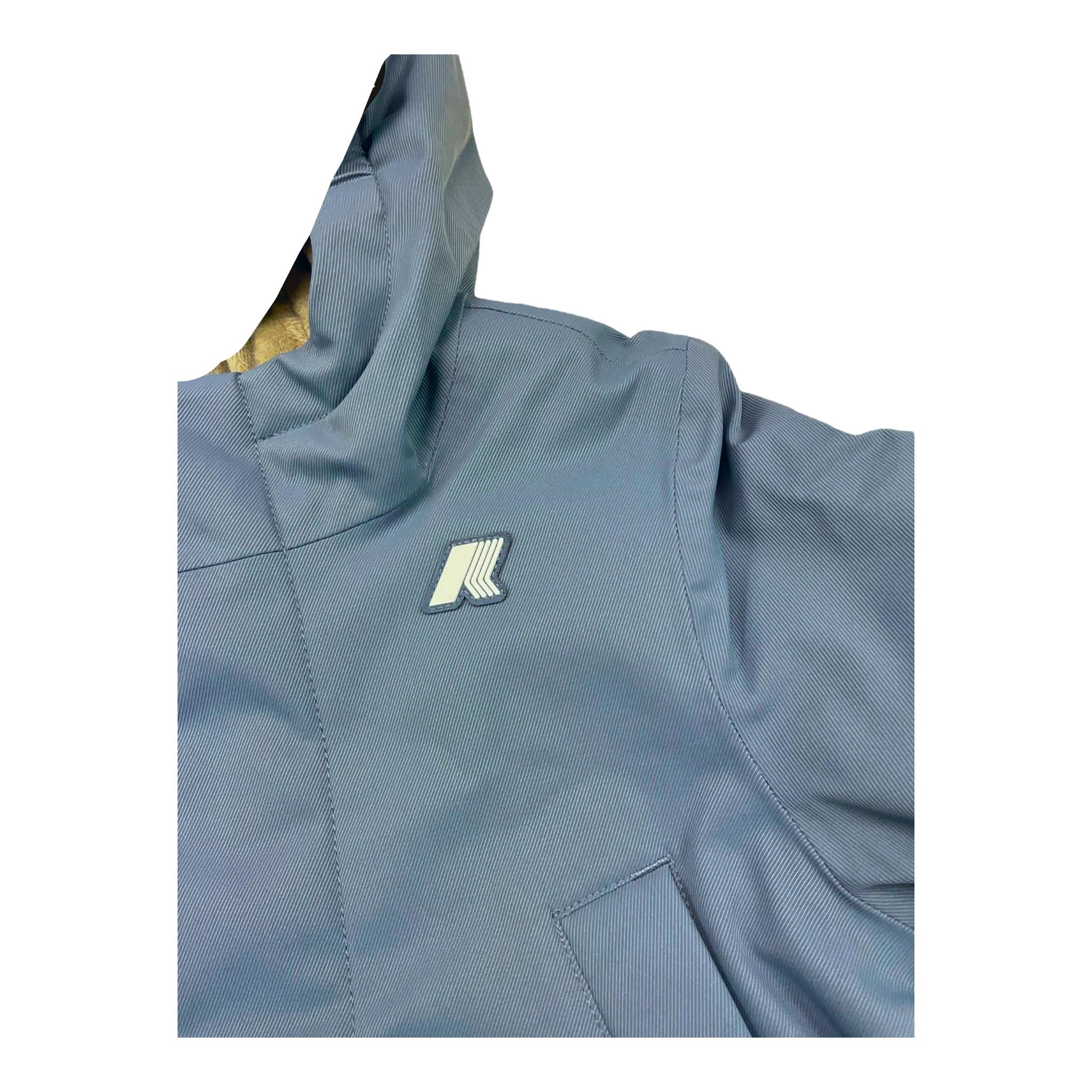K-WAY giubbino tinta unita modello lungo con cappuccio Azzurro per Bambino K1128HW AZZURRO K-WAY