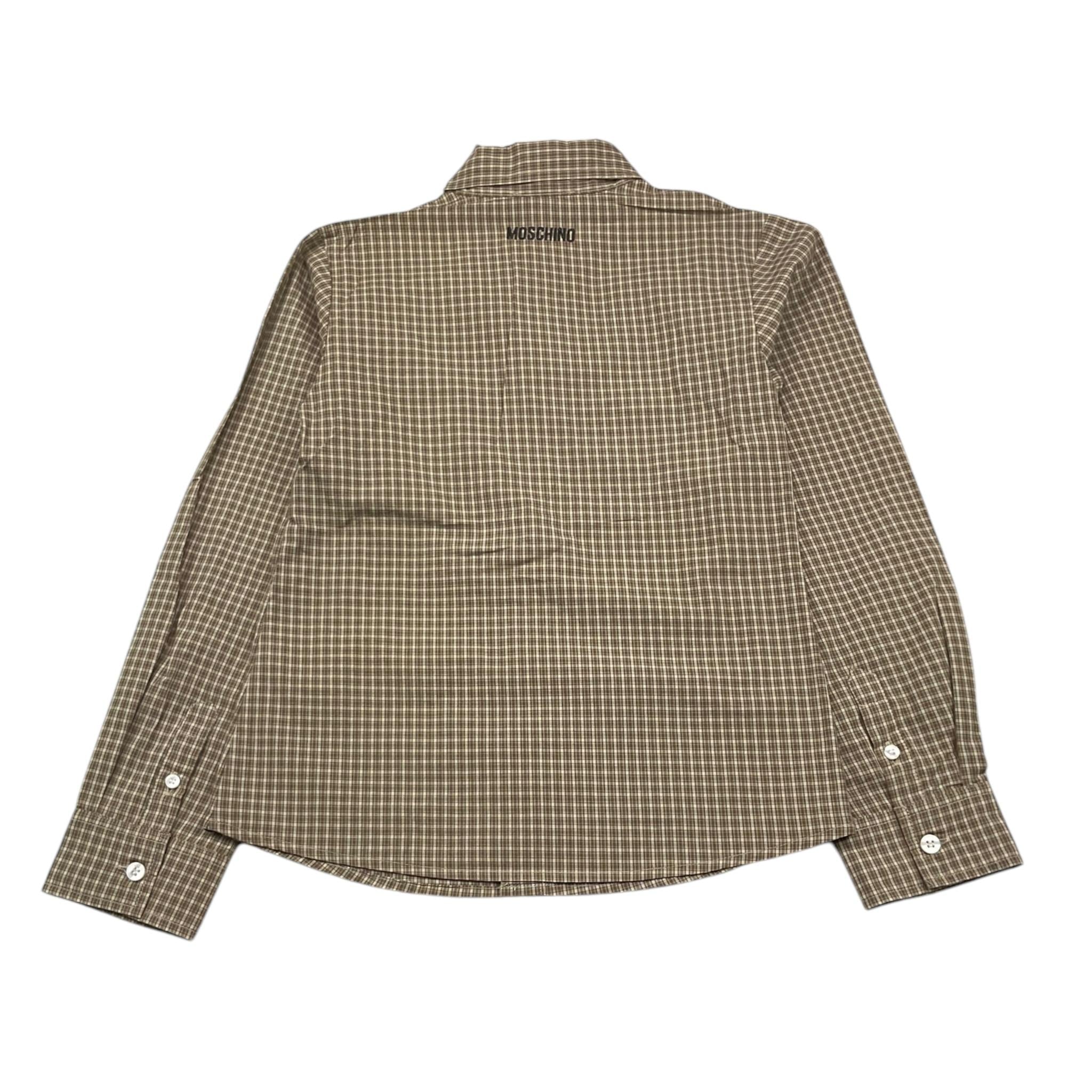 MOSCHINO camicia tinta unita con microfantasia Beige per Bambino HDC02A BEIGE MOSCHINO