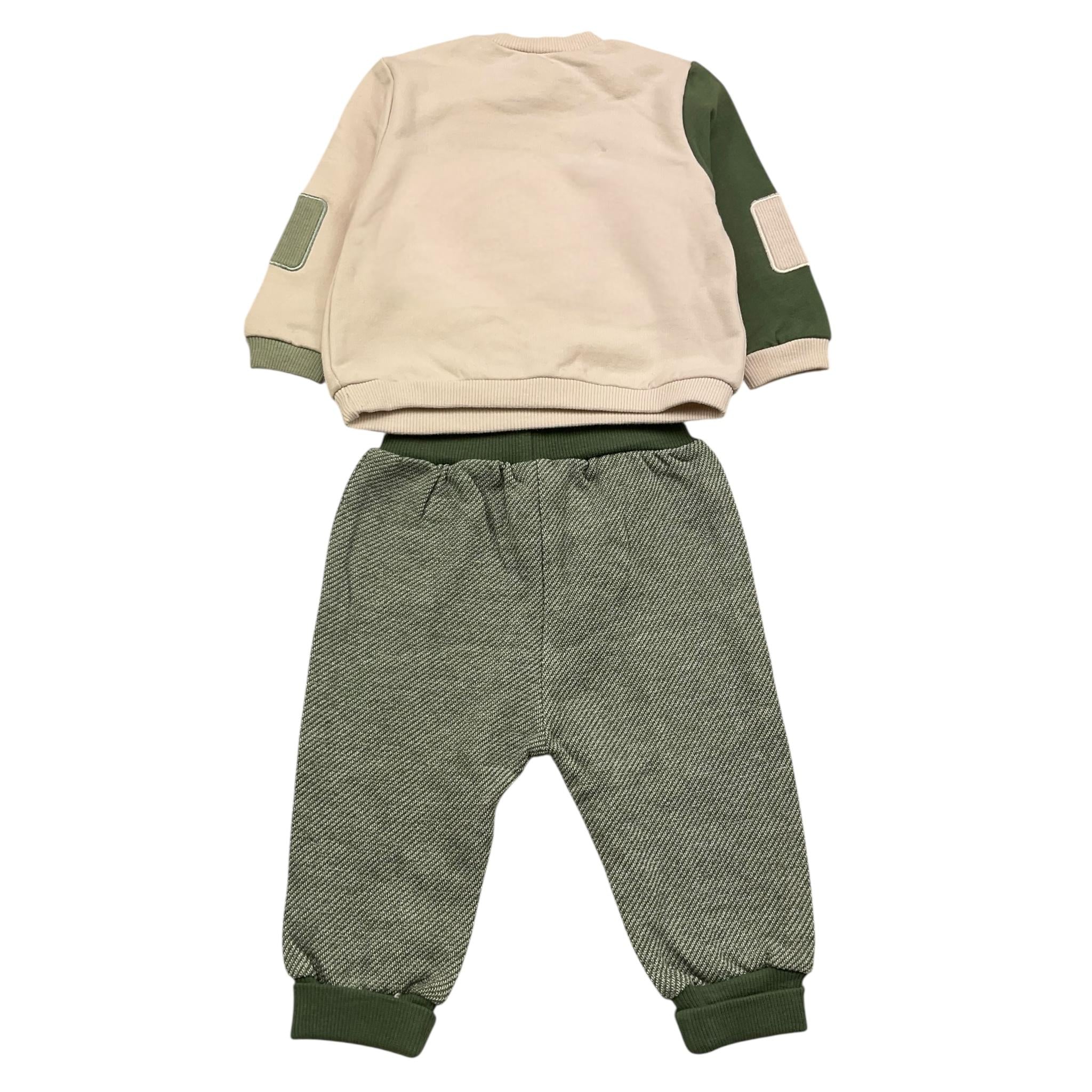 MAYORAL completo 2 pezzi felpa-pantalone Biege/verde per Neonato 26255 BEIGE/VERDE MAYORAL