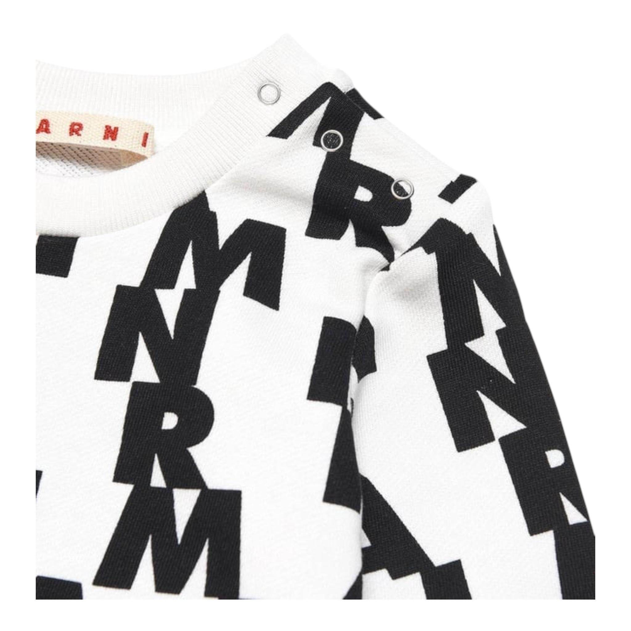 MARNI felpa tinta unita girocollo con stampa Bianco/nero per Neonato M00880 BIANCO/NERO MARNI