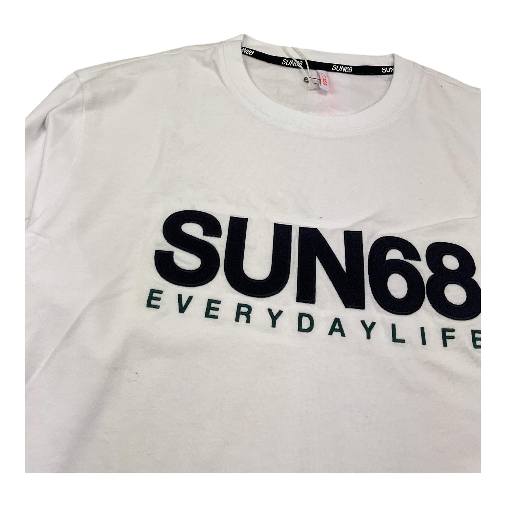 SUN68 shirt tinta unita con stampa logo Bianco per Bambino T43309 BIANCO SUN68